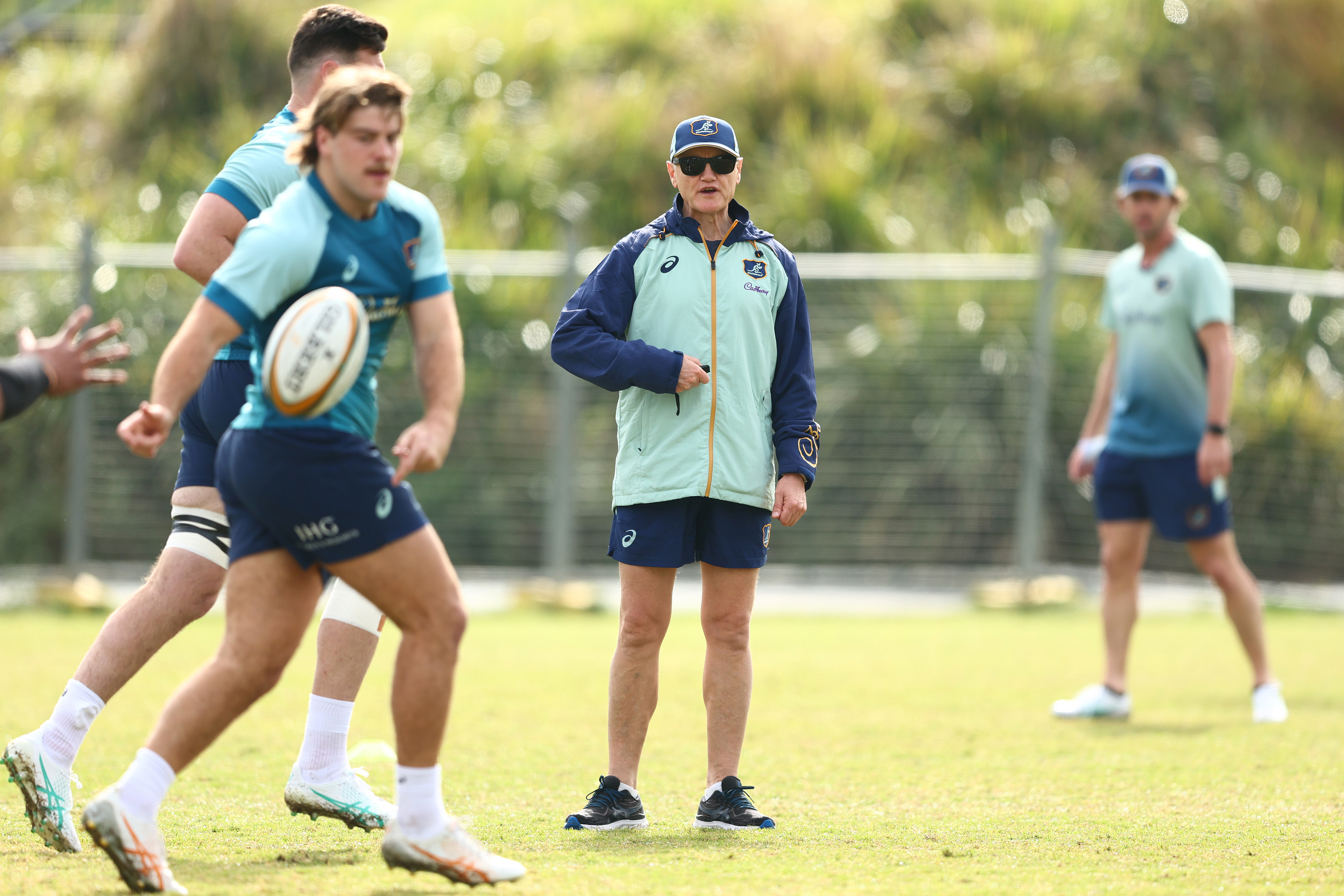 Coach Joe Schmidt during a Wallabies training session at Ballymore Stadium.