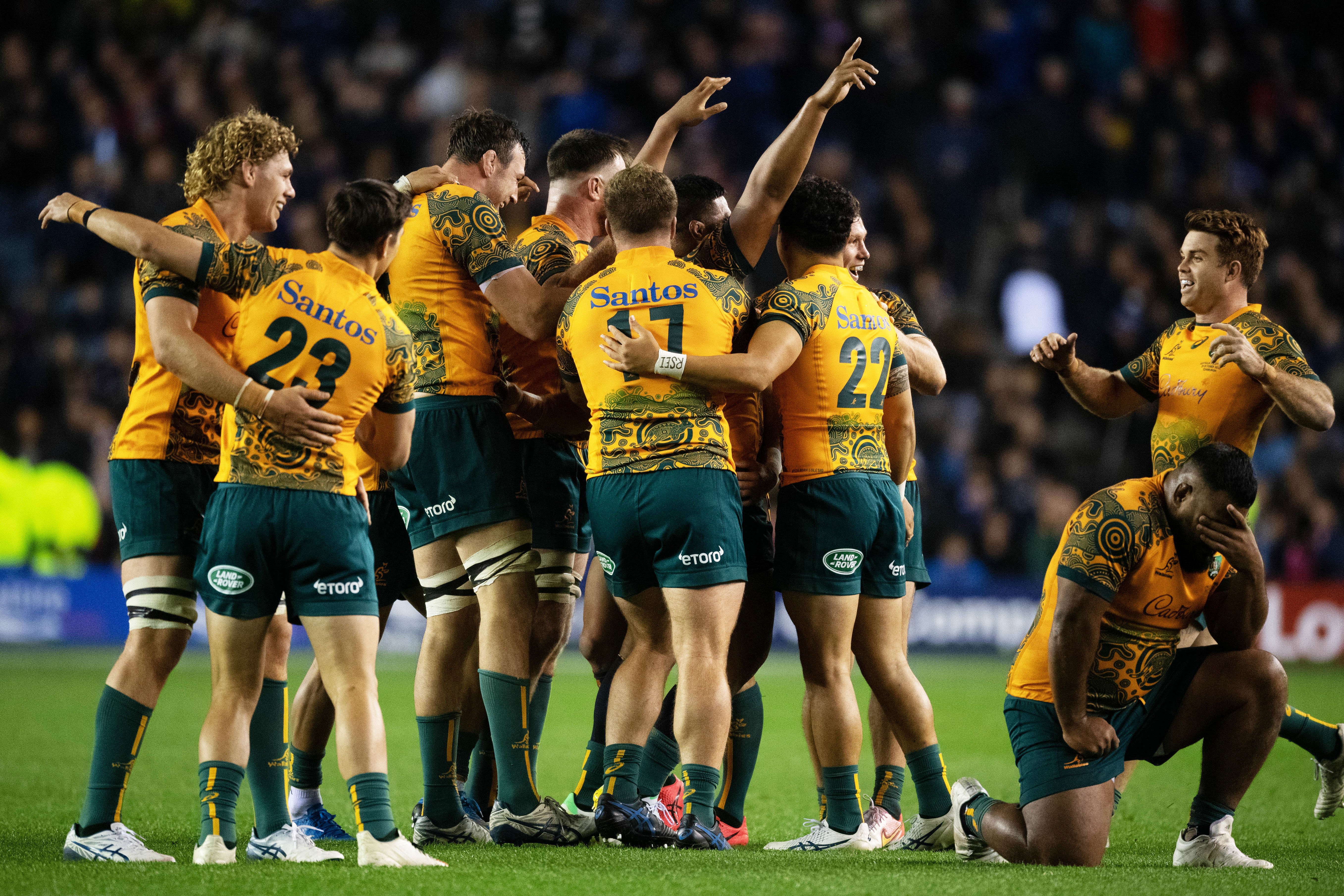 Australia celebrate the win.