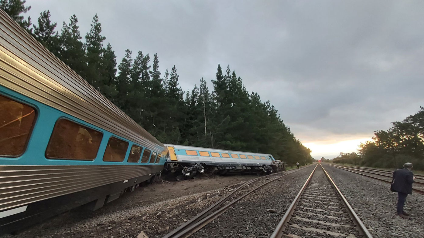 Wallan train derailment image posted to Twitter by Dr Scott Rickard
