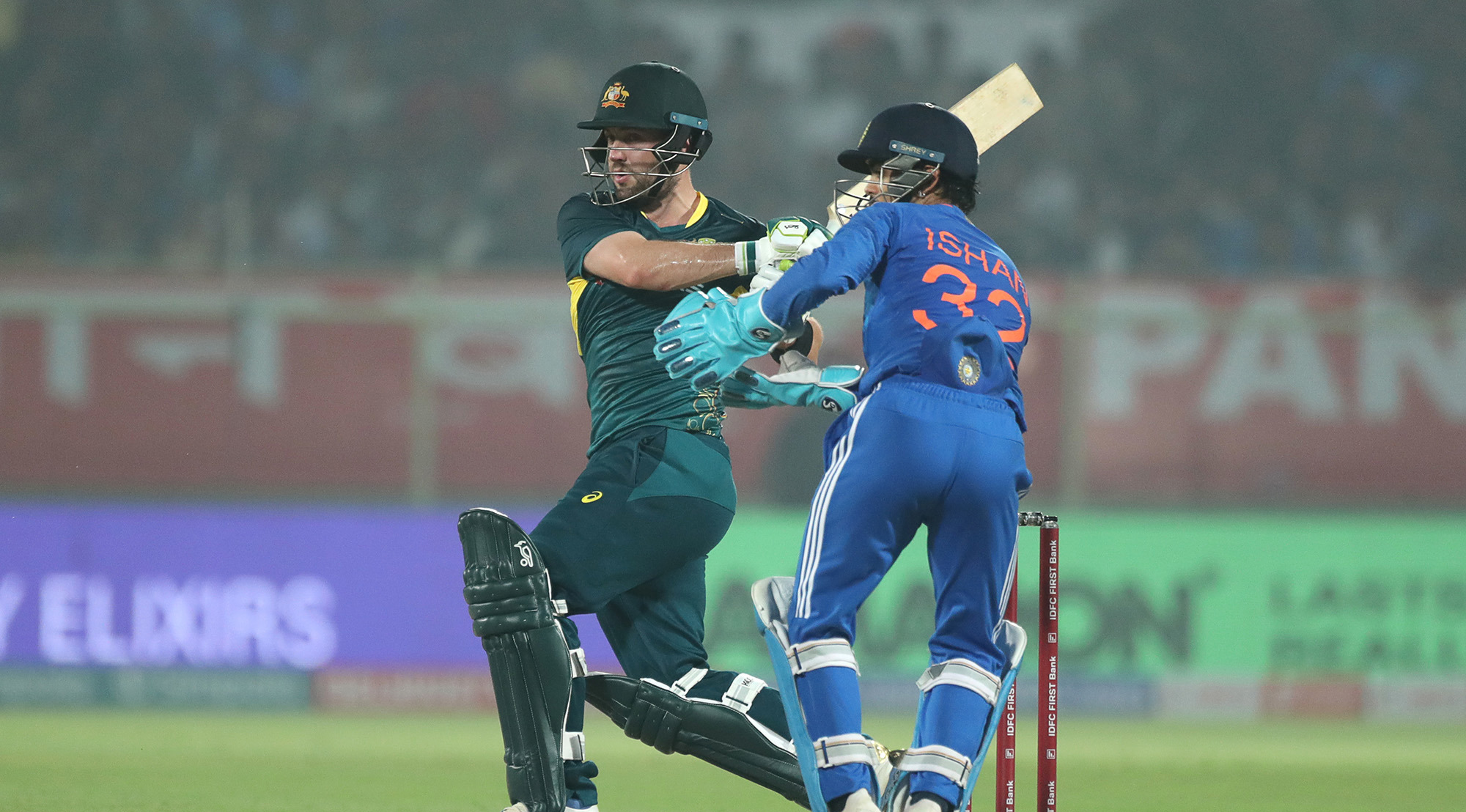 Australia's Josh Inglis in action during the T20 against India.