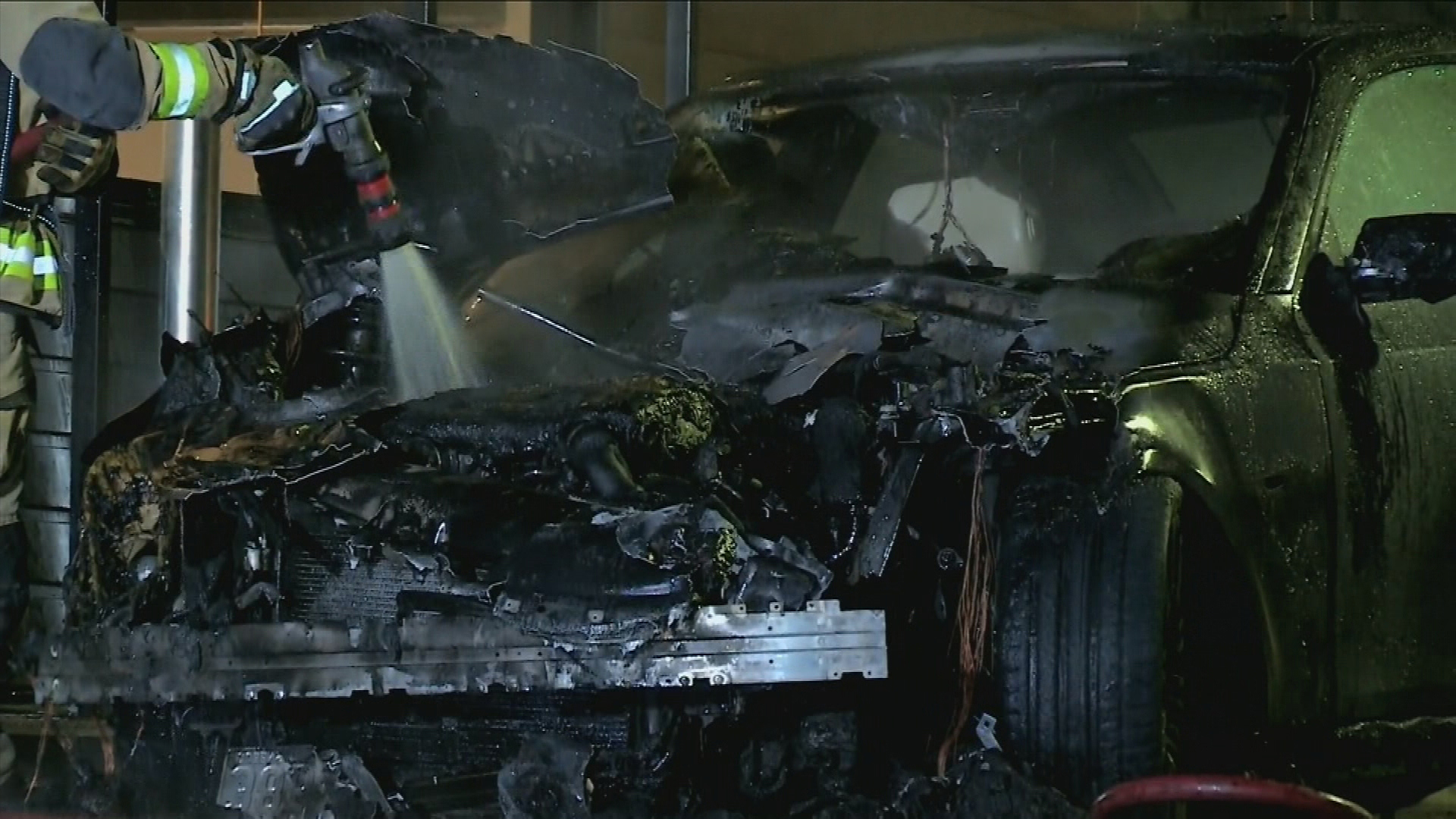 A teenage fast food worker has been treated for smoke inhalation after a luxury car ignited in a McDonald's drive-through south of Brisbane.The car caught fire while the worker was ordering food at the Eagleby restaurant shortly after midnight on Sunday. 