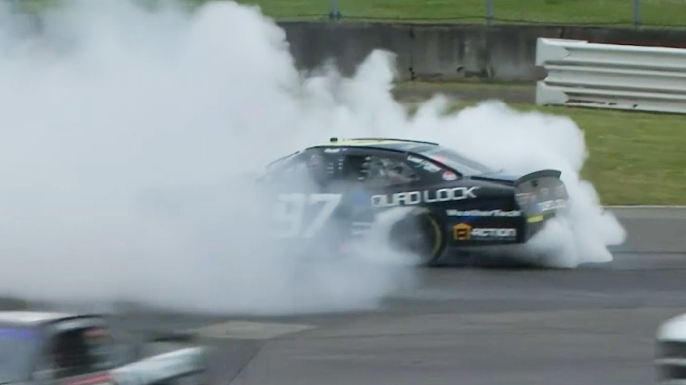 Shane Van Gisbergen celebrated winning his maiden NASCAR XFinity Series race with a massive burnout.