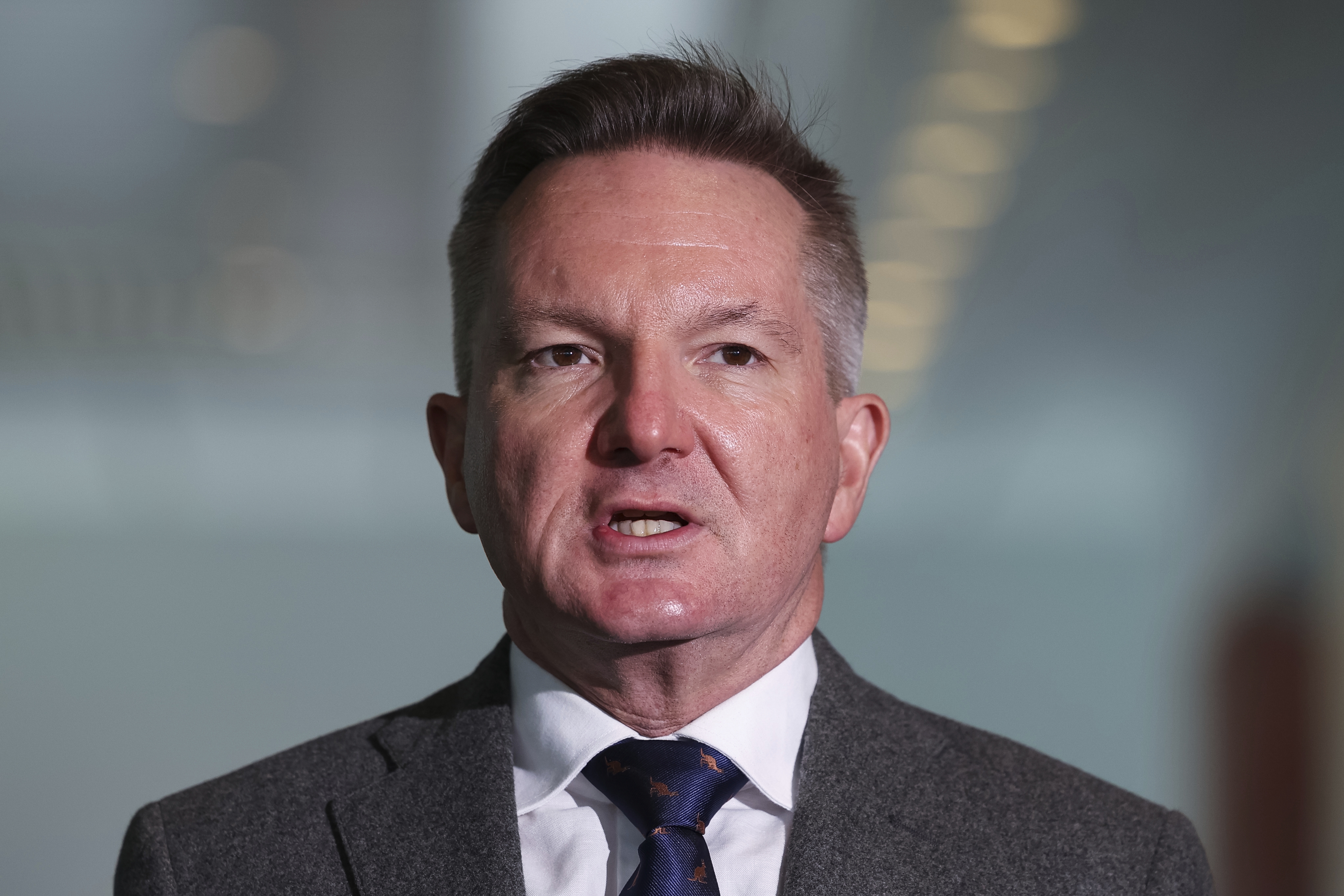 Minister for Climate Change and Energy Chris Bowen during a press conference at Parliament House in Canberra on Tuesday 4 November 2025.