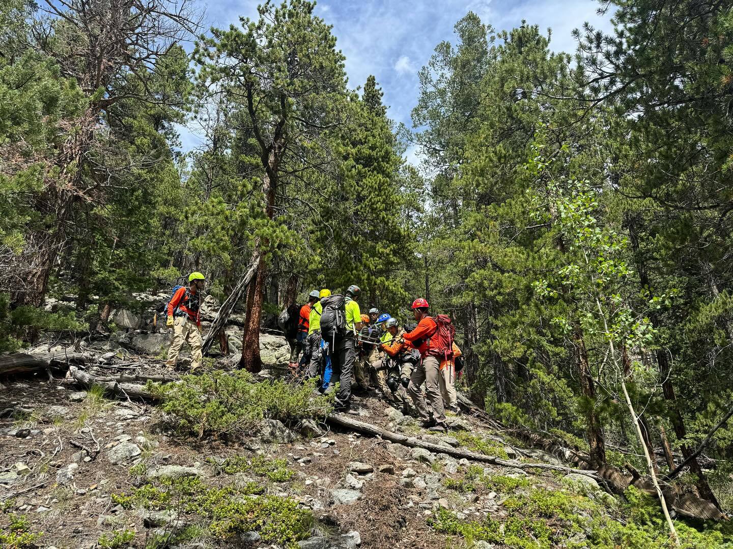 Un excursionista fue rescatado de una cadena montañosa luego de que más de una docena de sus compañeros de trabajo lo abandonaran durante un retiro en Estados Unidos.  