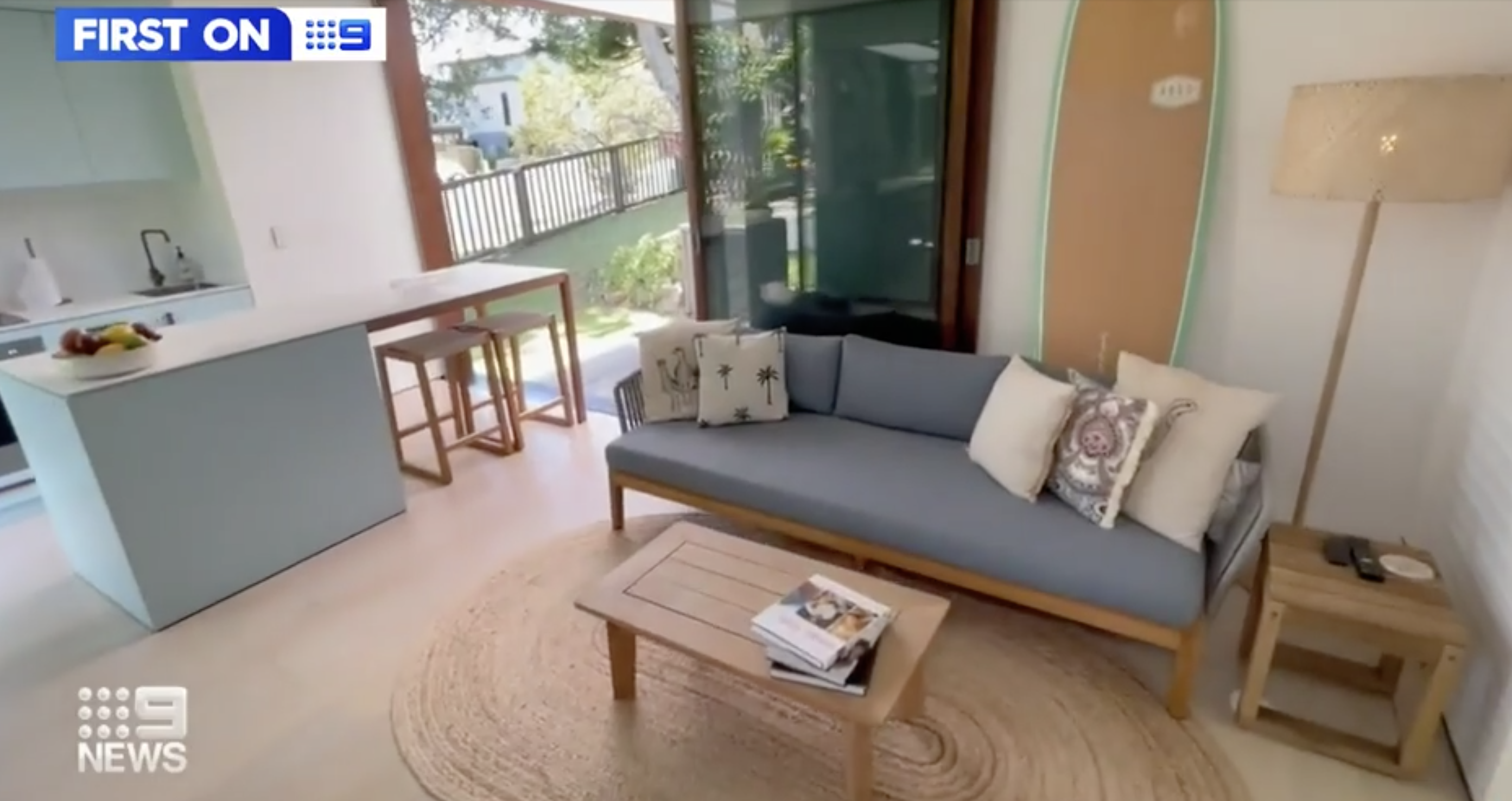 The home features a kitchen, bedroom, bathroom and ample entertainment space.