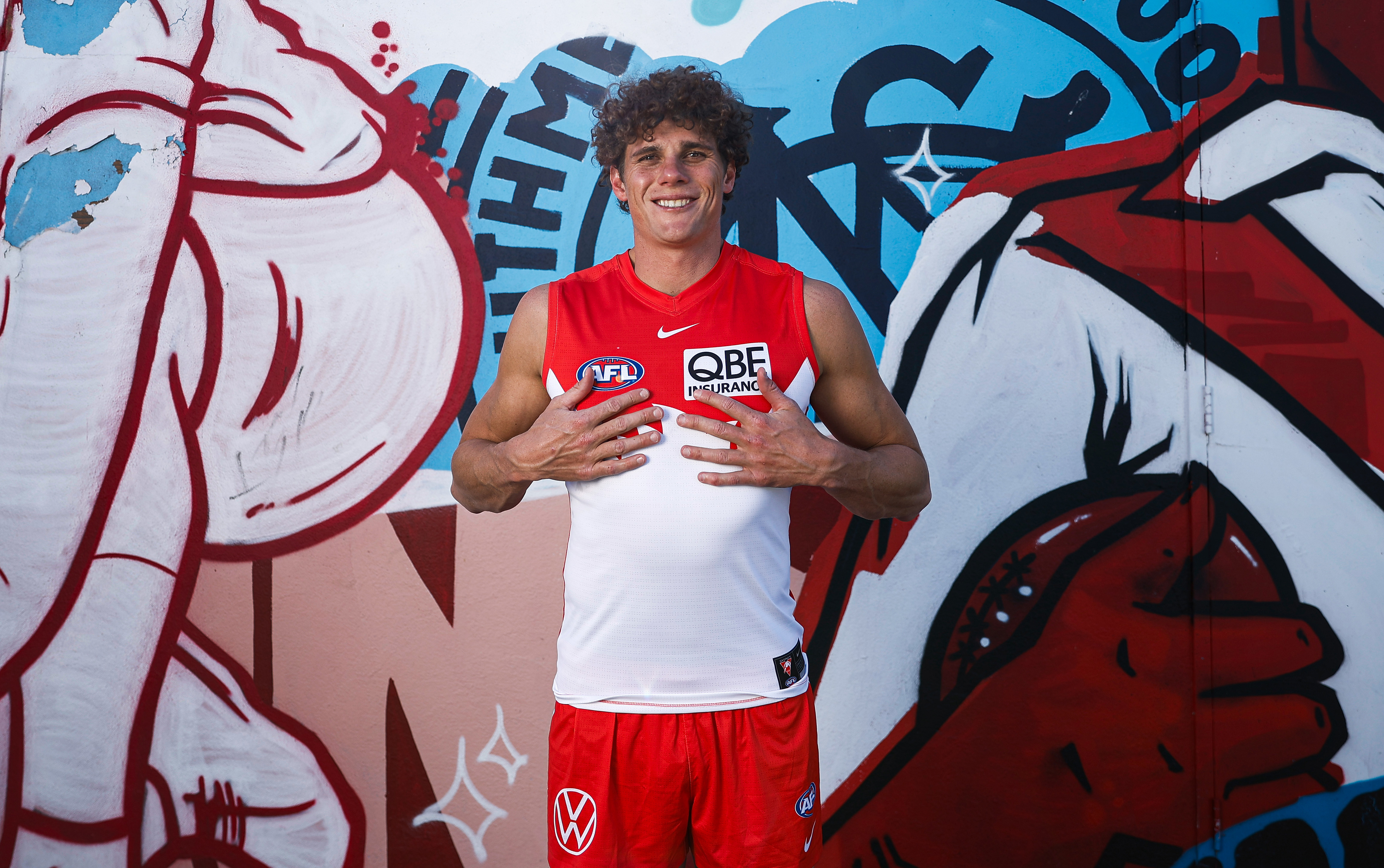 Charlie Curnow poses after being traded to Sydney