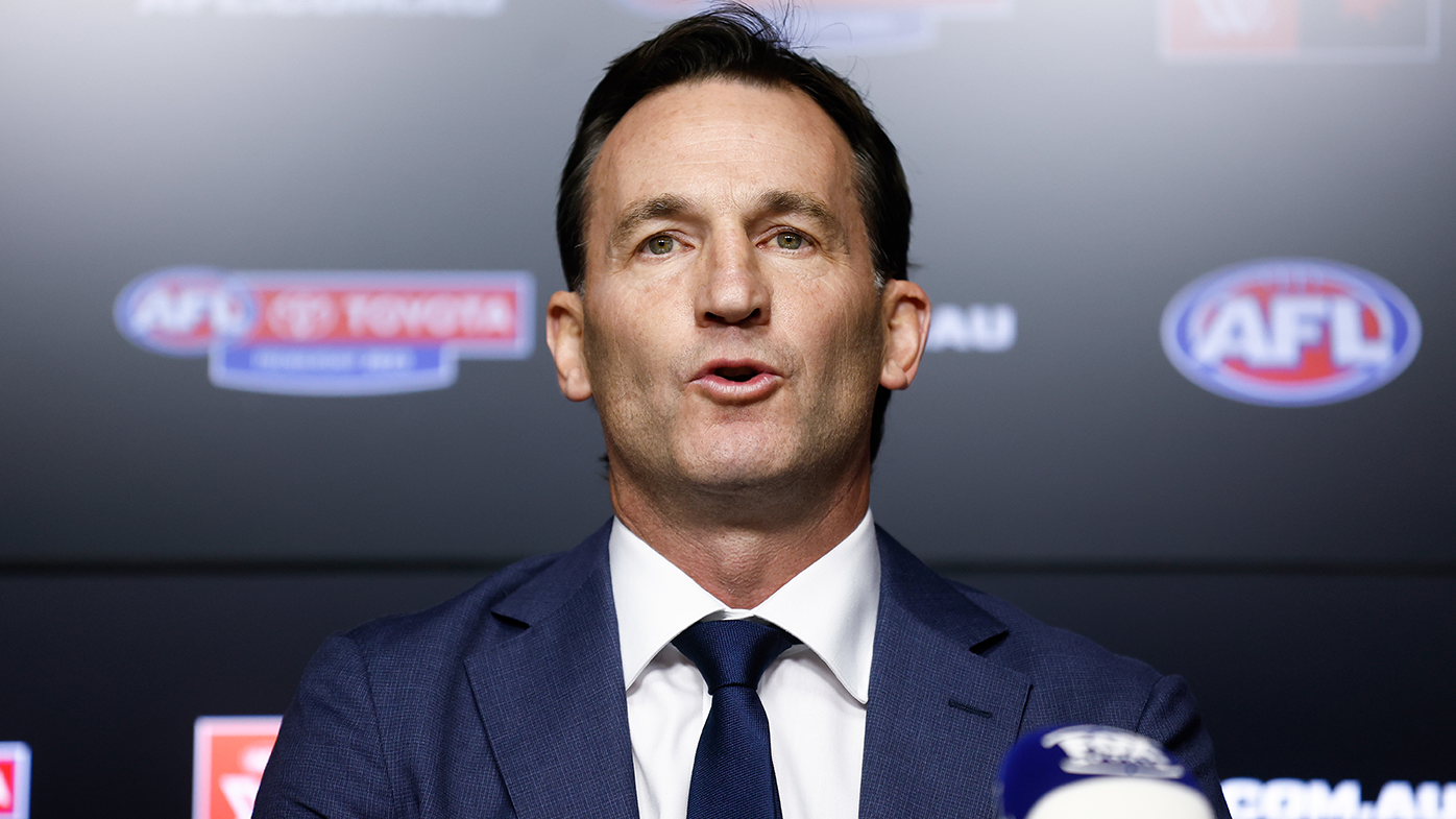 Incoming CEO Andrew Dillon addressed the media during the AFL's CEO announcement.