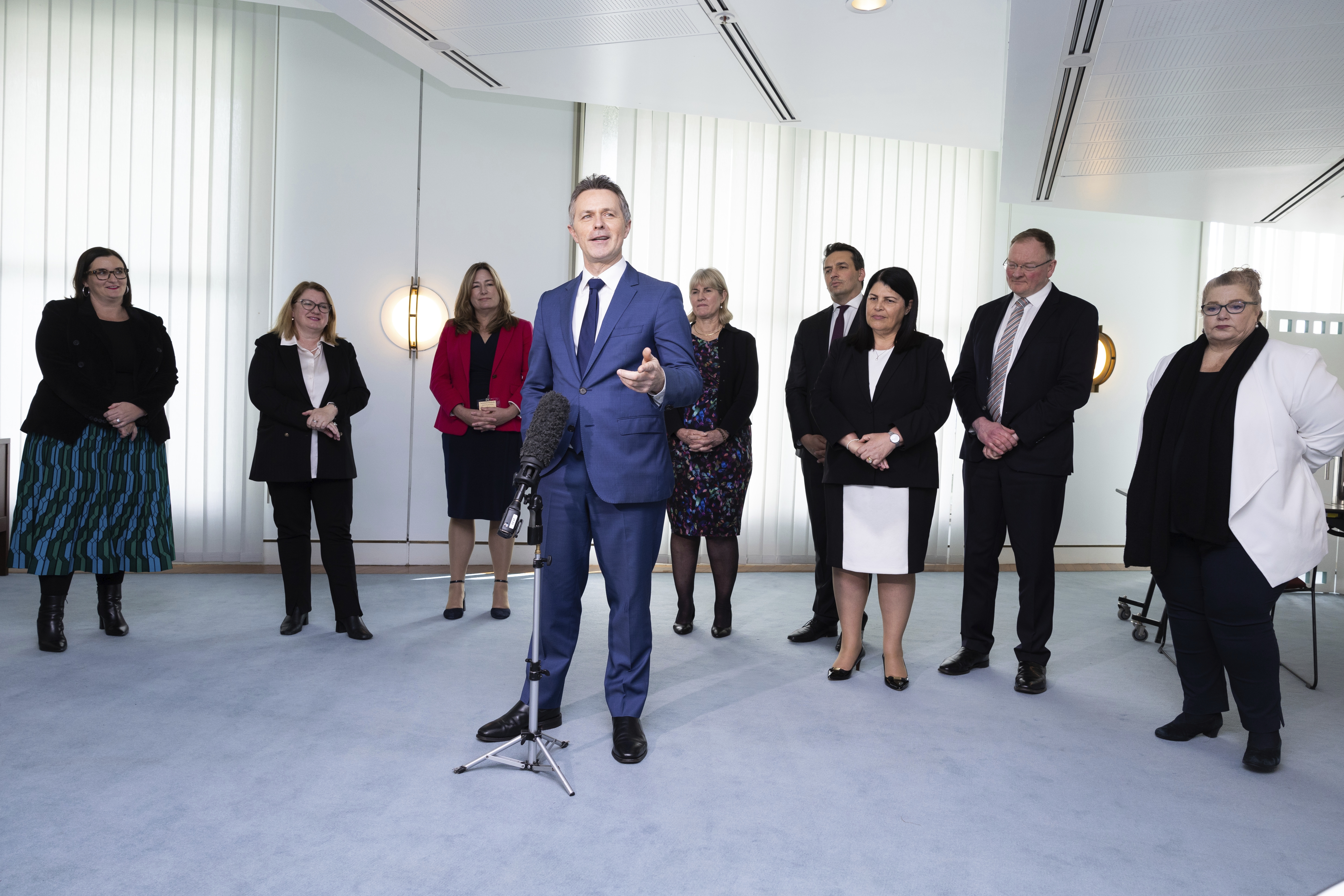 Minister for Education Jason Clare during a press conference after a Teacher Workforce roundtable, at Parliament House in Canberra on Friday 12 August 2022. fedpol Photo: Alex Ellinghausen