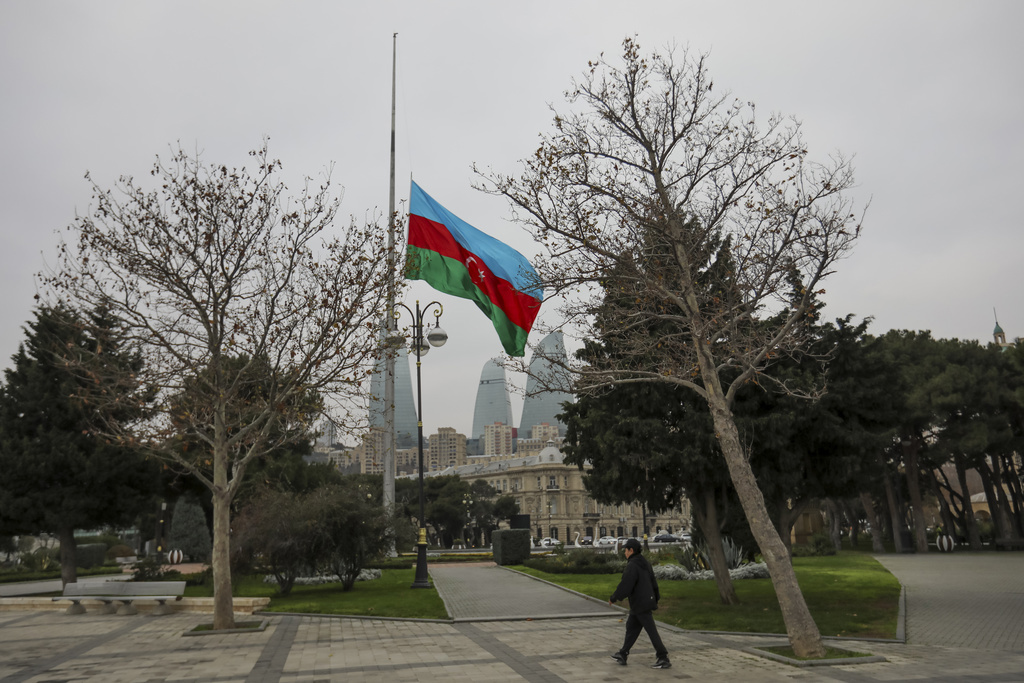 National flags were at half-staff as Azerbaijan observed a nationwide day of mourning.