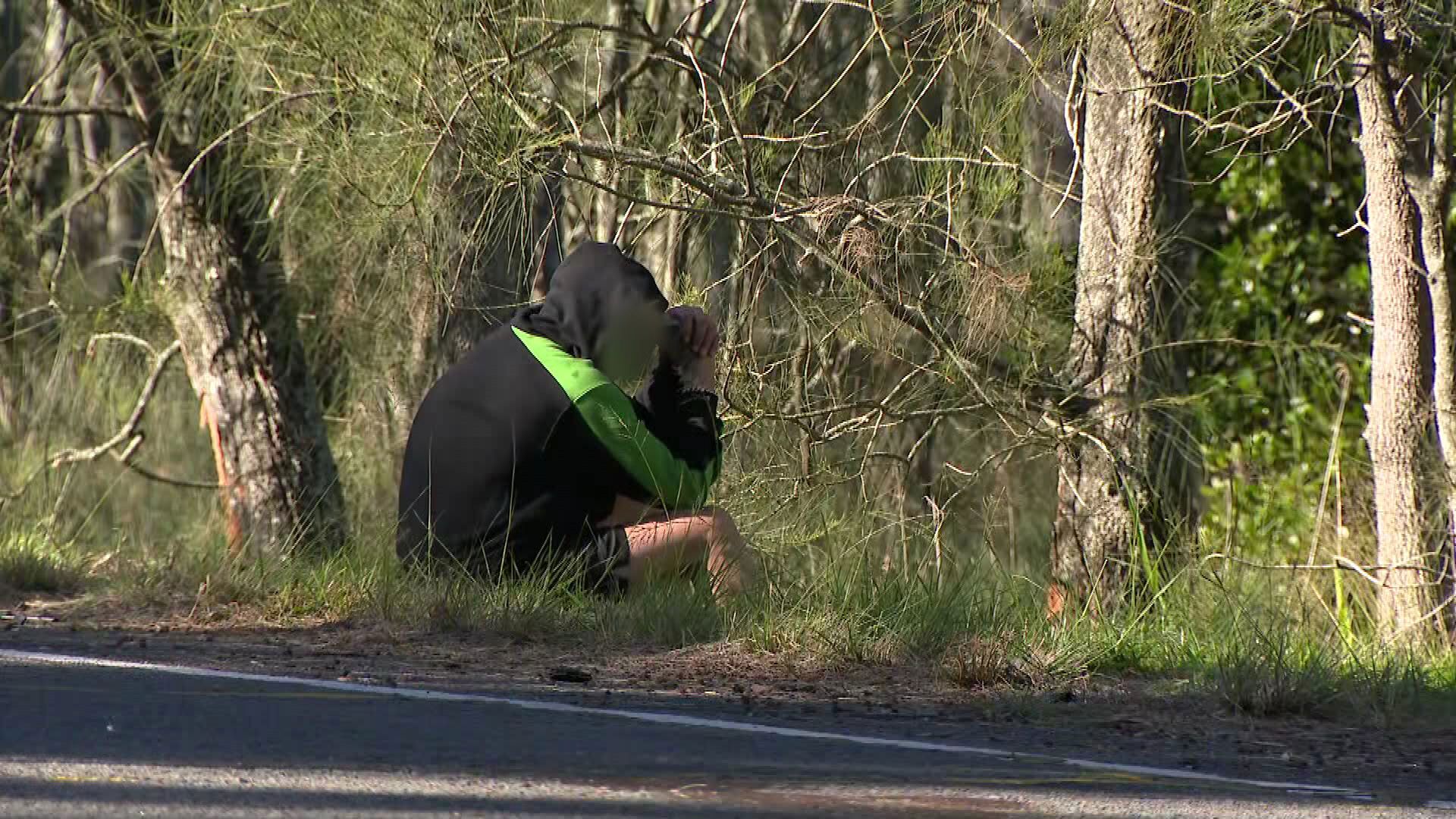 A 16-year-old boy has been killed after a car full of teenagers crashed into a tree at Port Stephens.The driver was a 17-year-old learner, who police said failed a breath test at the scene.
The boy's father sat roadside today as he reeled the loss of his son.