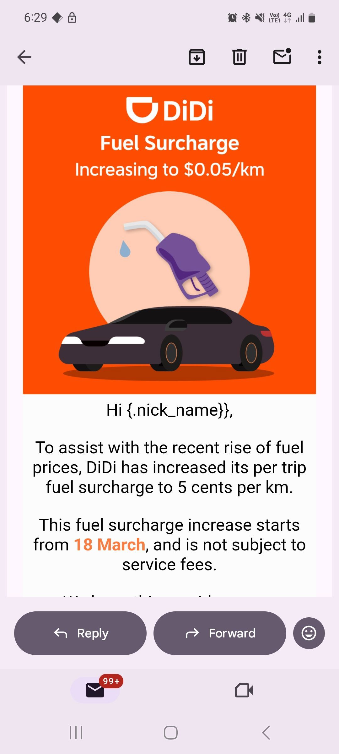 Didi Australia fuel surcharge