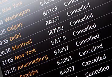 Flight information screen shows cancellations at Heathrow Airport in 2010 (Oli Scarff/Getty)