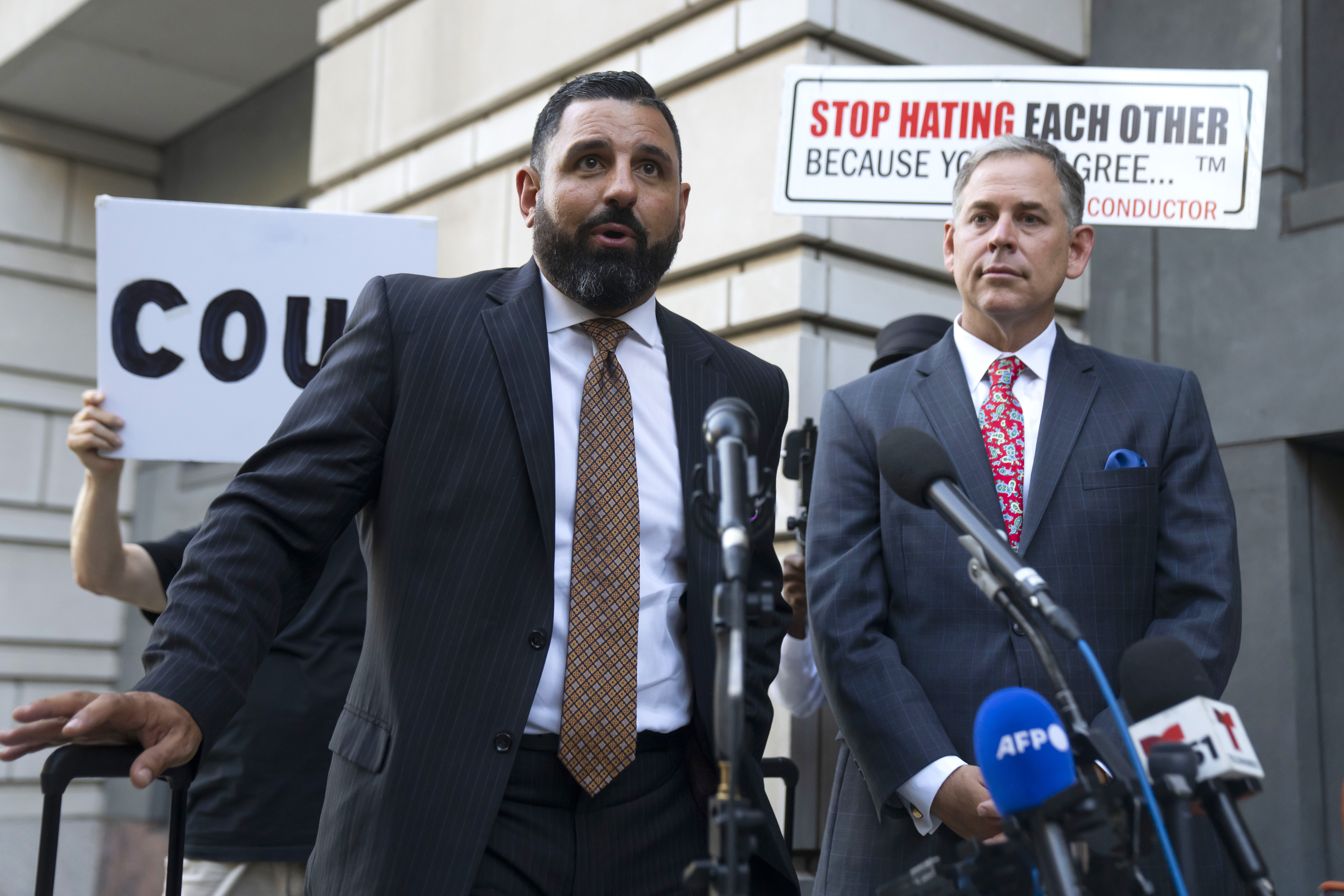 Attorneys for Enrique Tarrio, Nayib Hassan, left, and Sabino Jauregui