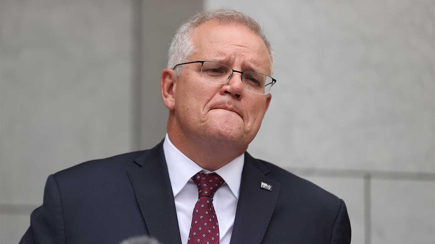 Prime Minister Scott Morrison during a press conference at Parliament House.