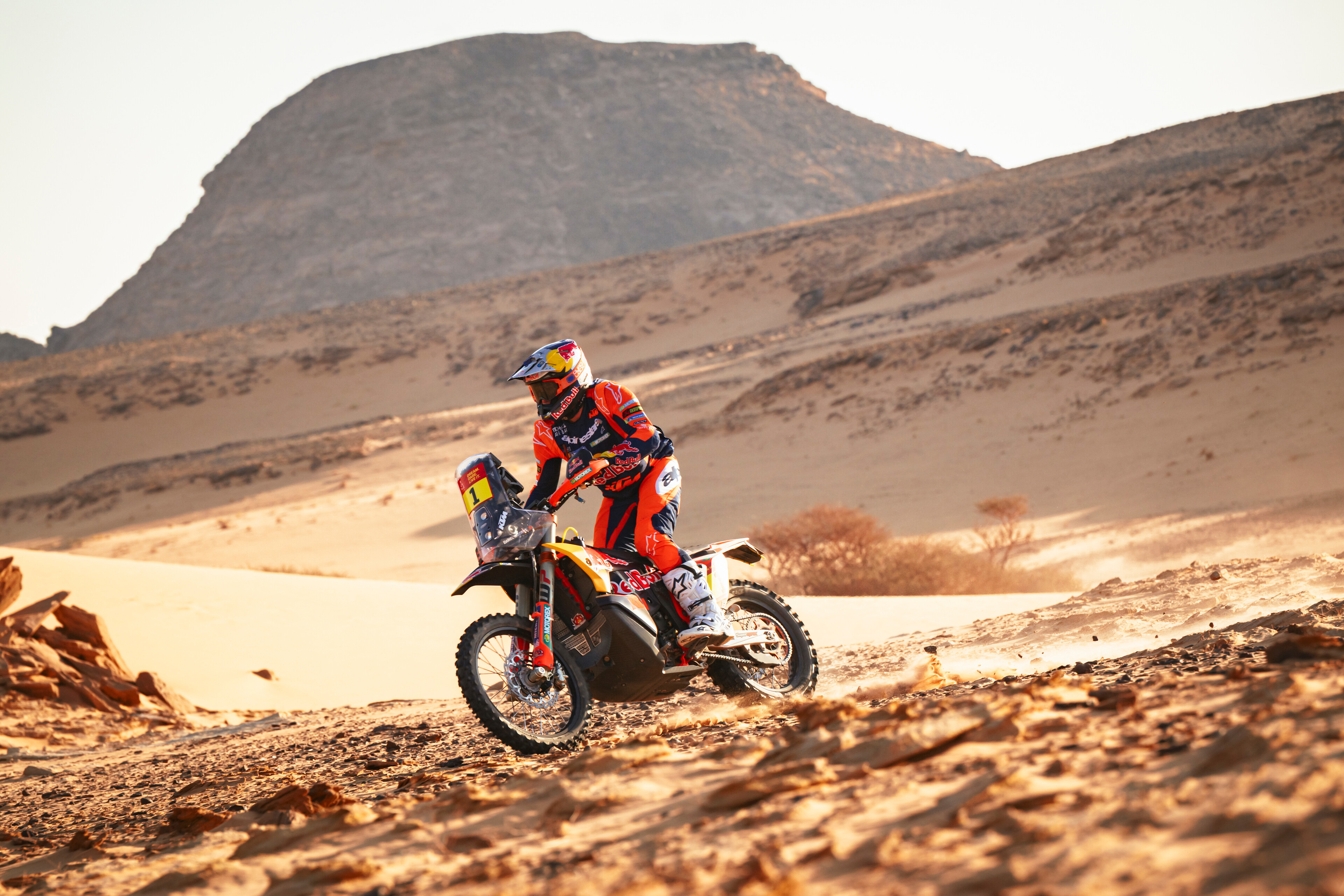 Daniel Sanders (AUS) of Red Bull KTM Factory Racing races during stage 8 of Rally Dakar 2026 in Wadi Ad Dawasir, Saudi Arabia on January 12, 2026