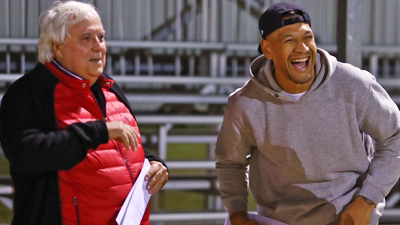  Clive Palmer and Israel Folau 