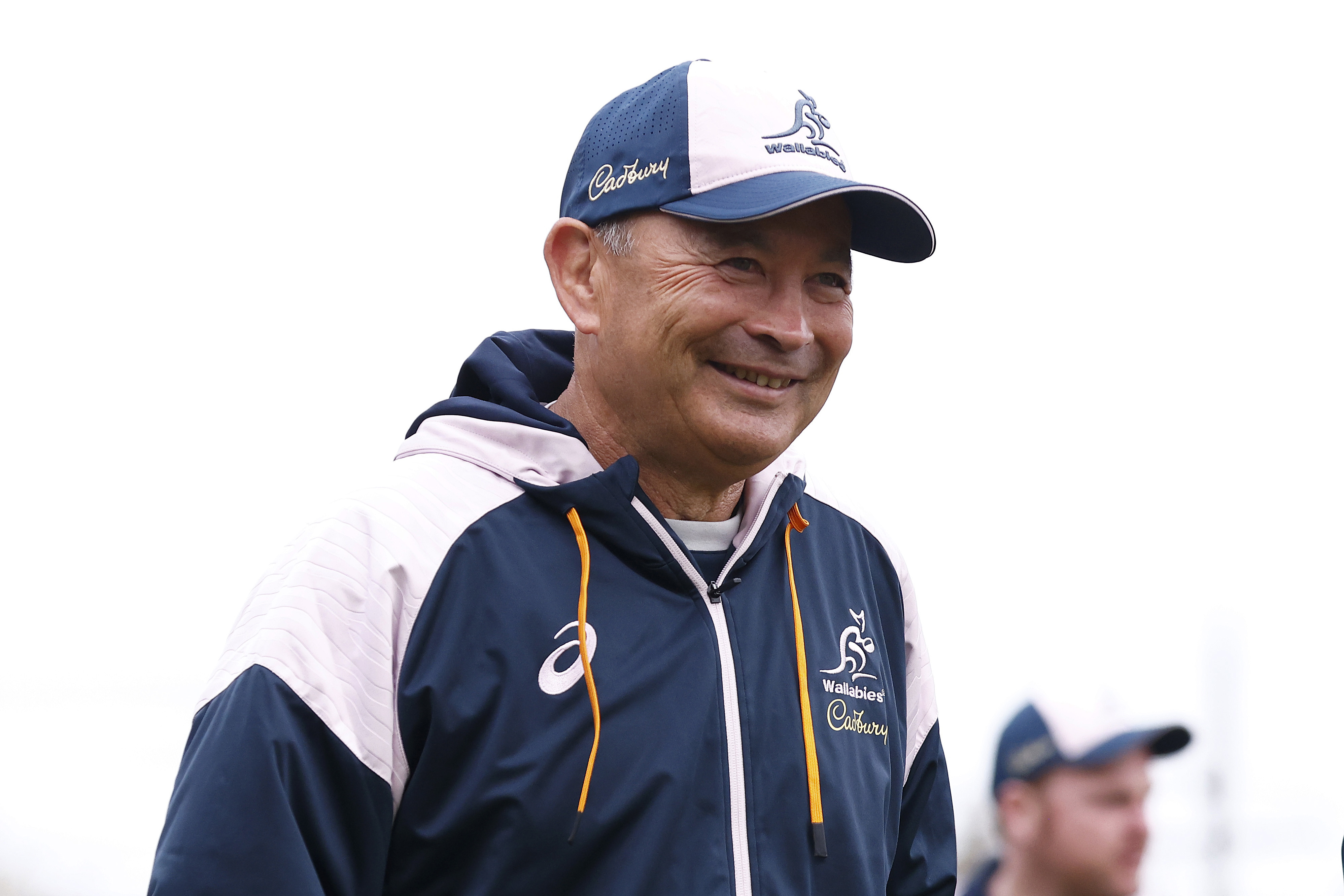 Wallabies coach Eddie Jones smiles at Brighton Grammar School in Melbourne.