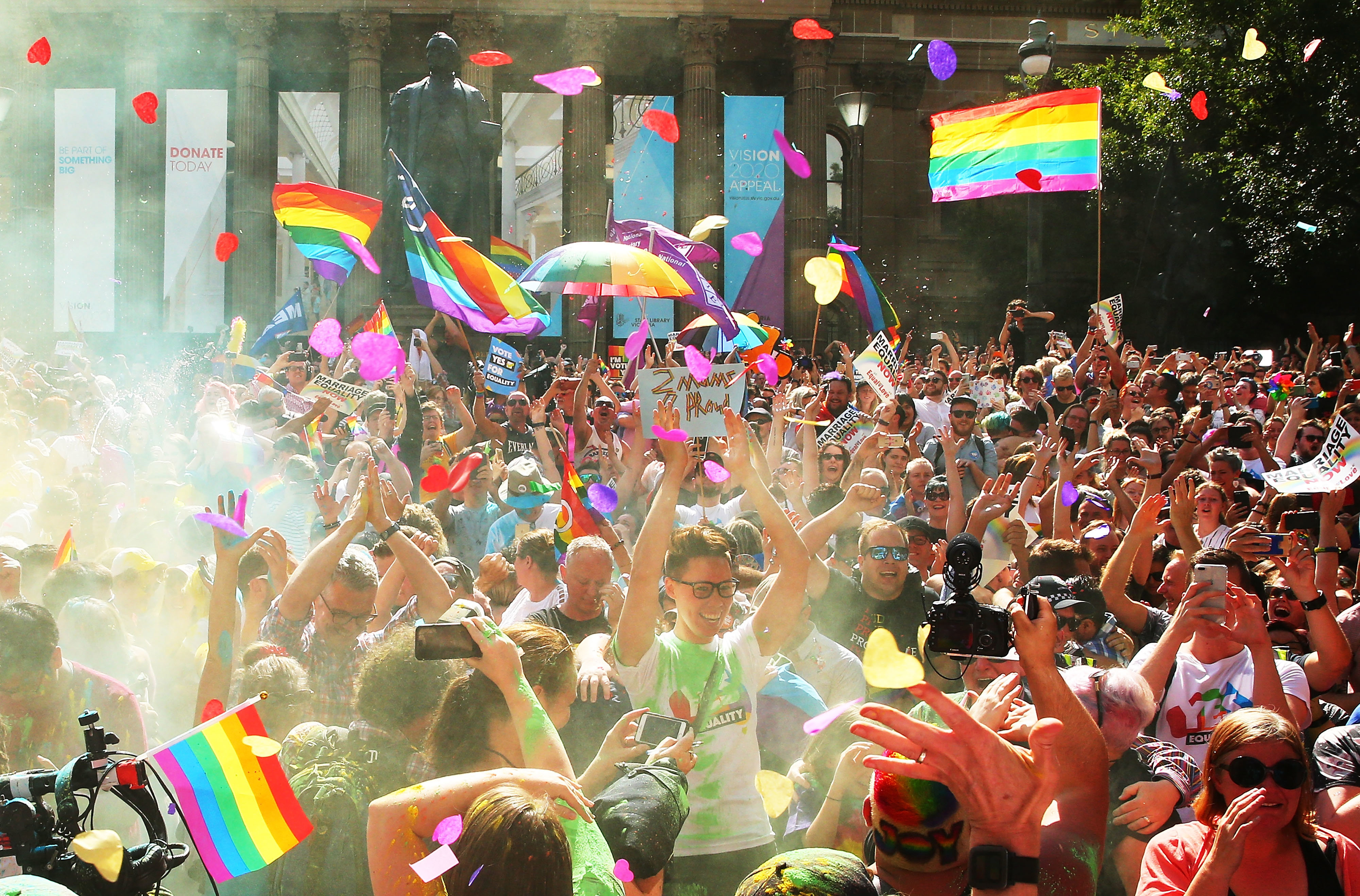 in Melbourne, Australia. Australians were asked vote in the Australian Marriage Law Postal Survey whether the current laws should allow same-sex marriage.