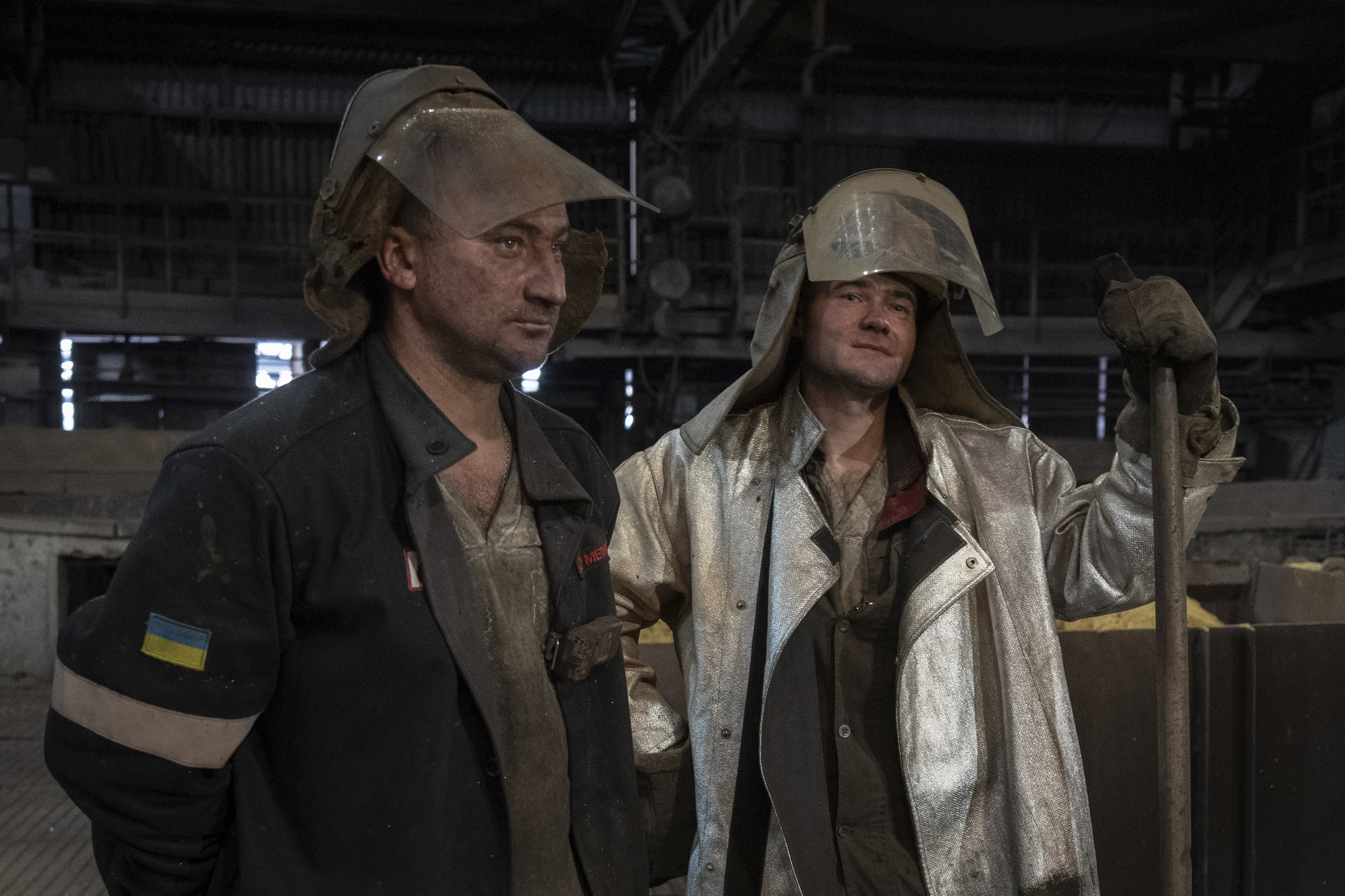 Steel melting workers in Ukraine