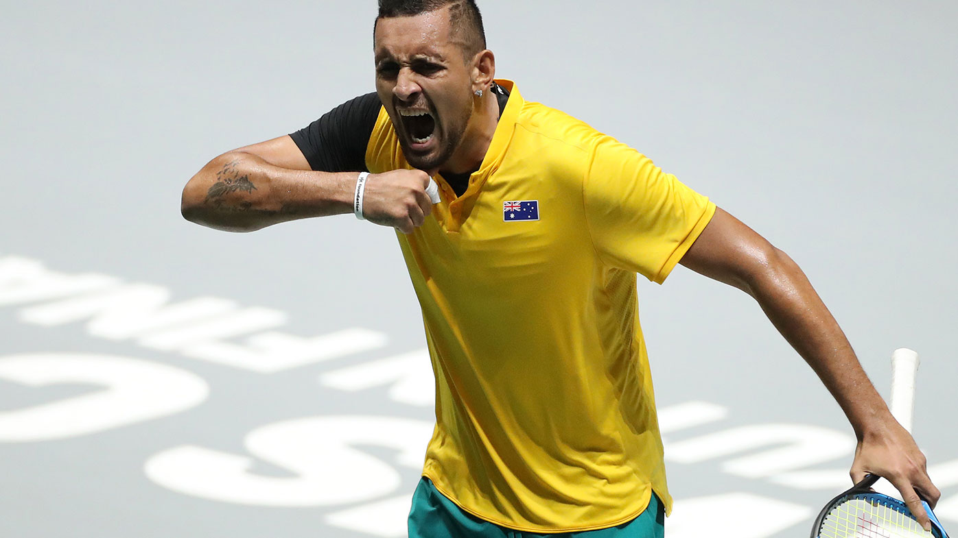 Nick Kyrgios gave Australia a 1-0 lead over Belgium.