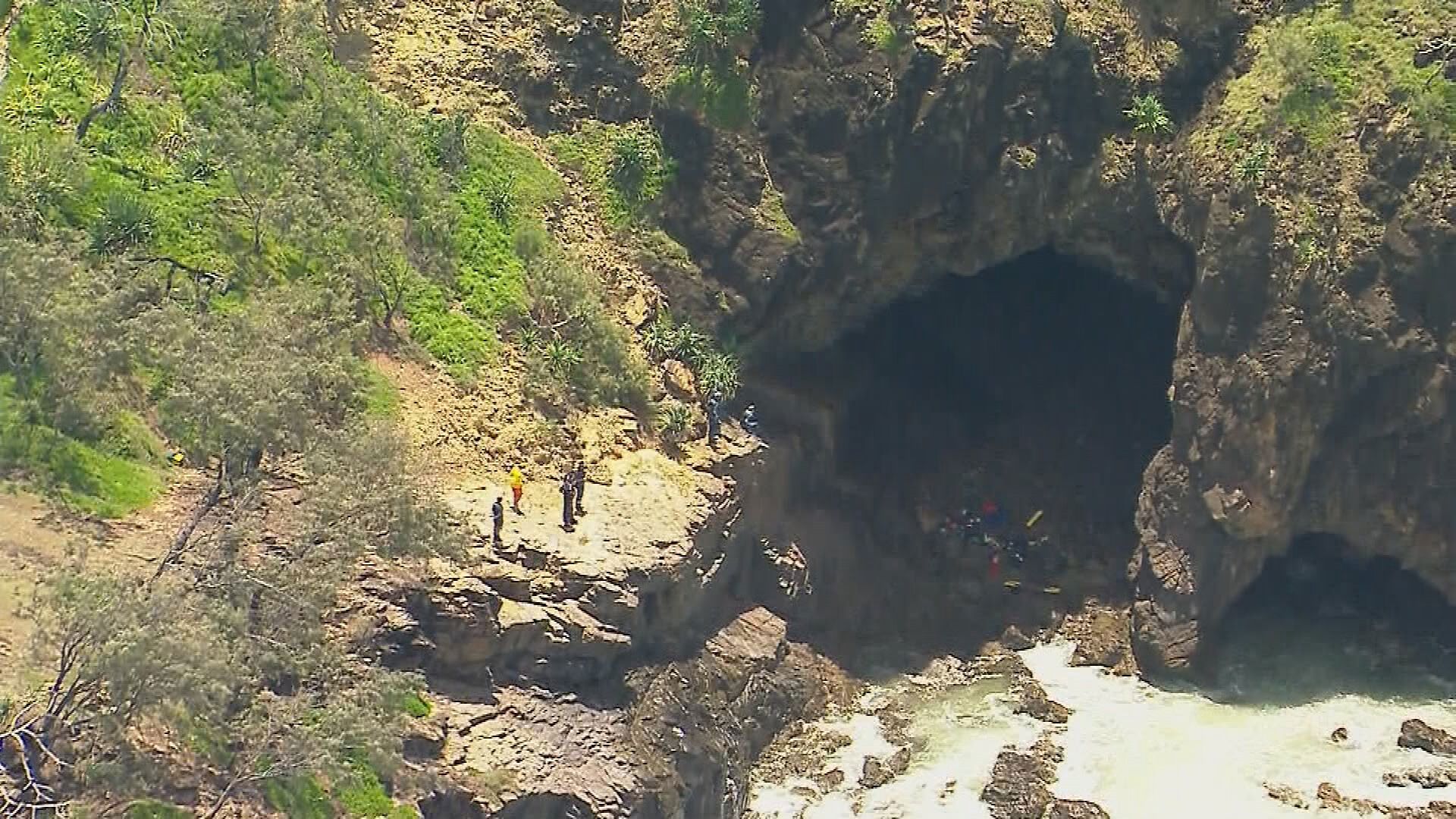 A man has been winched to safety after he fell from a cliff at Noosa Heads in Queensland. ﻿Emergency services were called to Seaview Terrace about 11.45am﻿ to rescue the man, aged in his 40s, from the water.