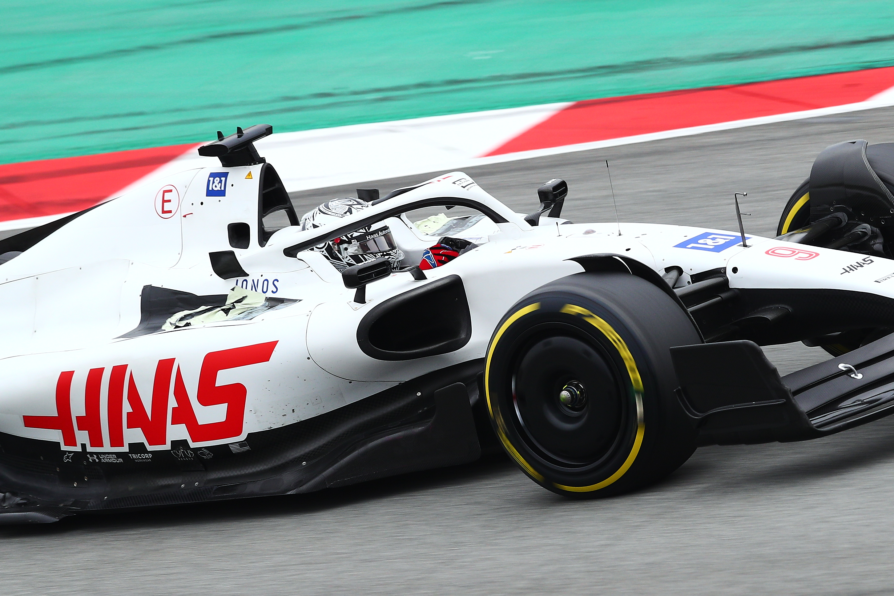 Nikita Mazepin drives the Haas VF-22 during day three of F1 pre-season testing.