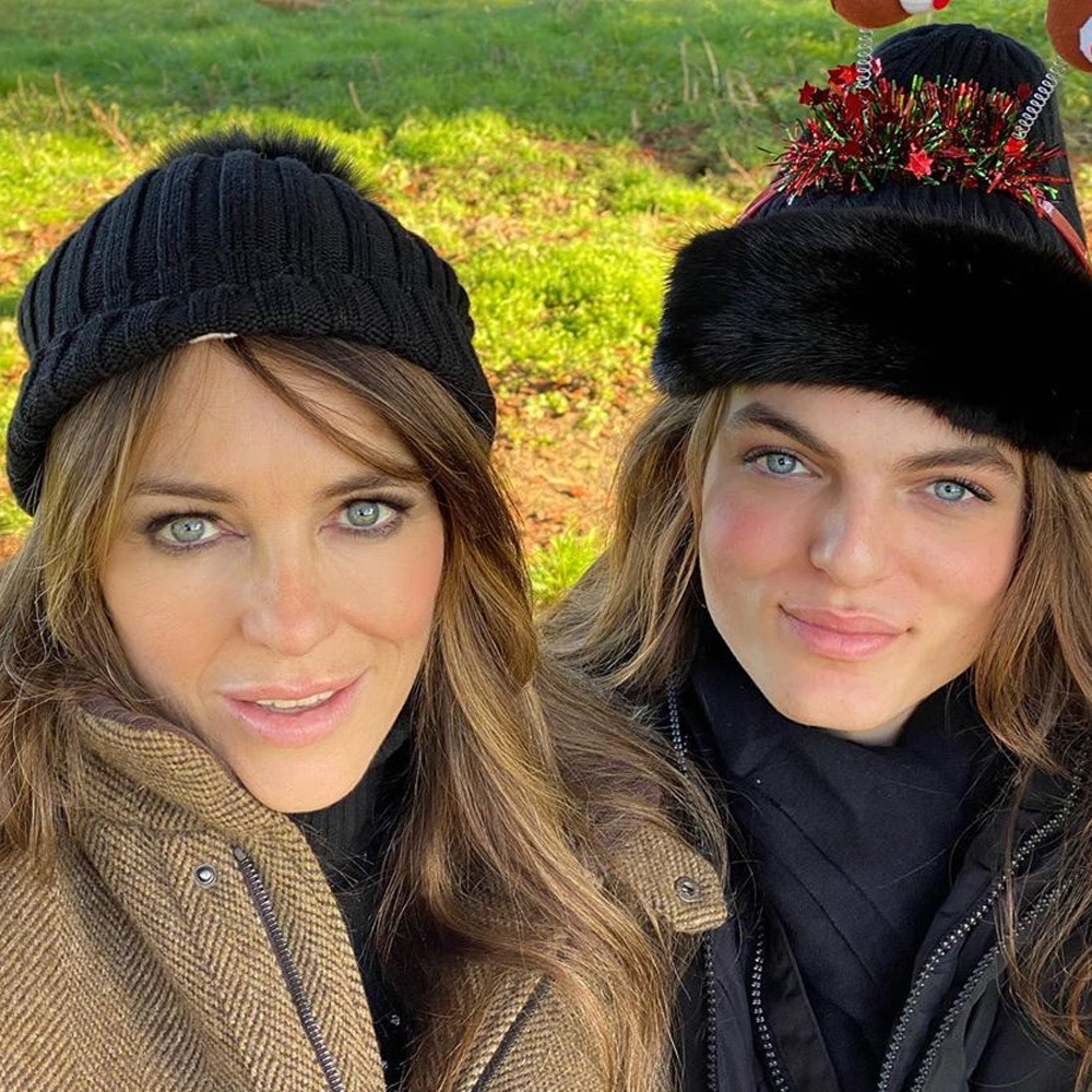 Elizabeth Hurley, Damian Hurley, selfies, Christmas, lookalike, son, mother