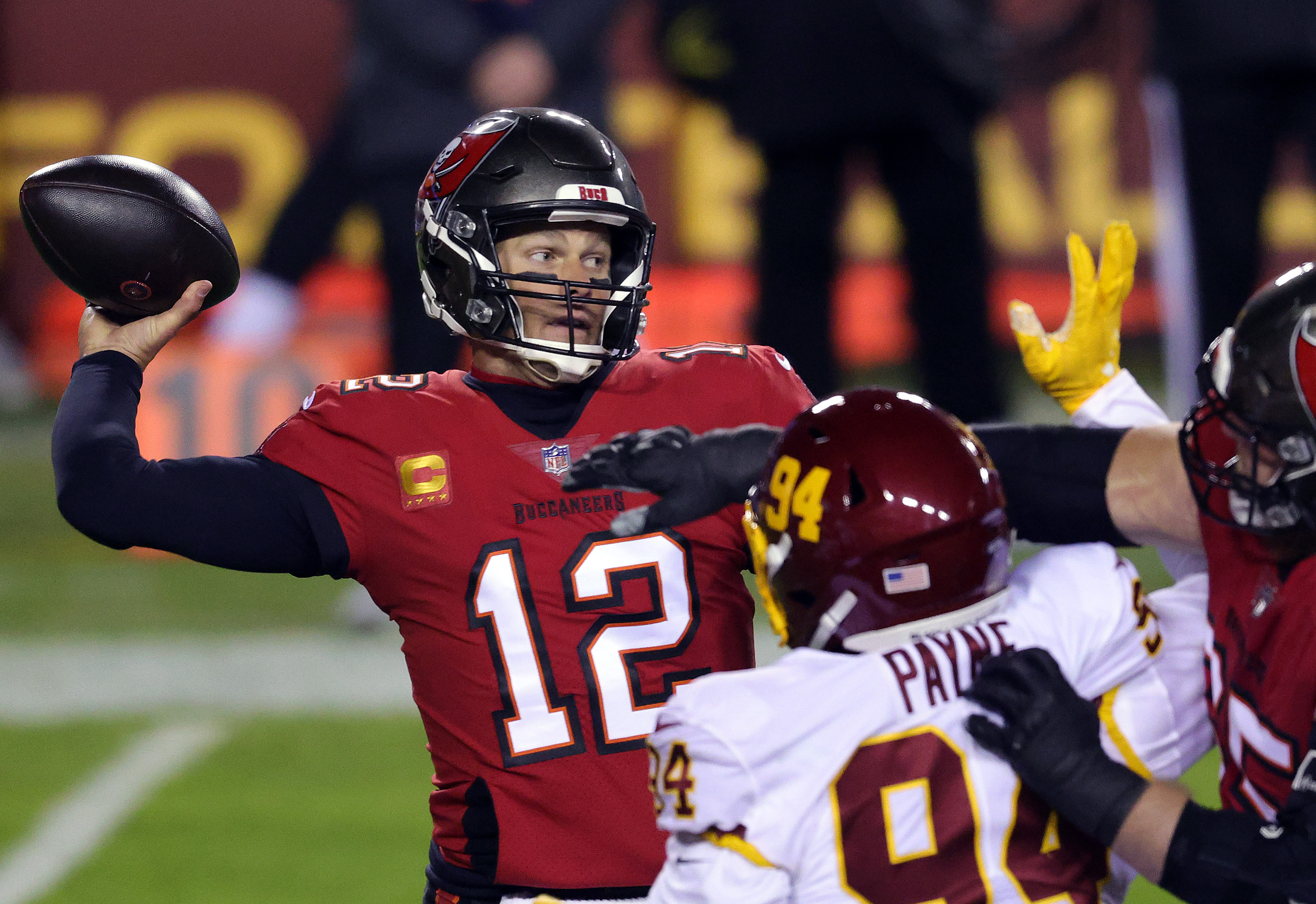 Quarterback Tom Brady of the Tampa Bay Buccaneers passes.