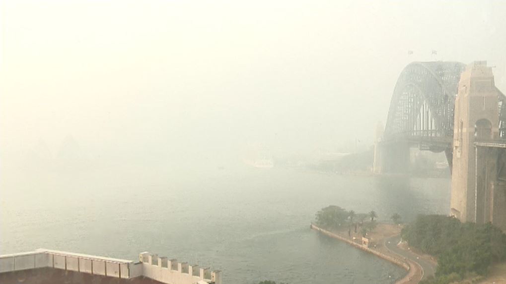 Smoke haze over Sydney Harbour.