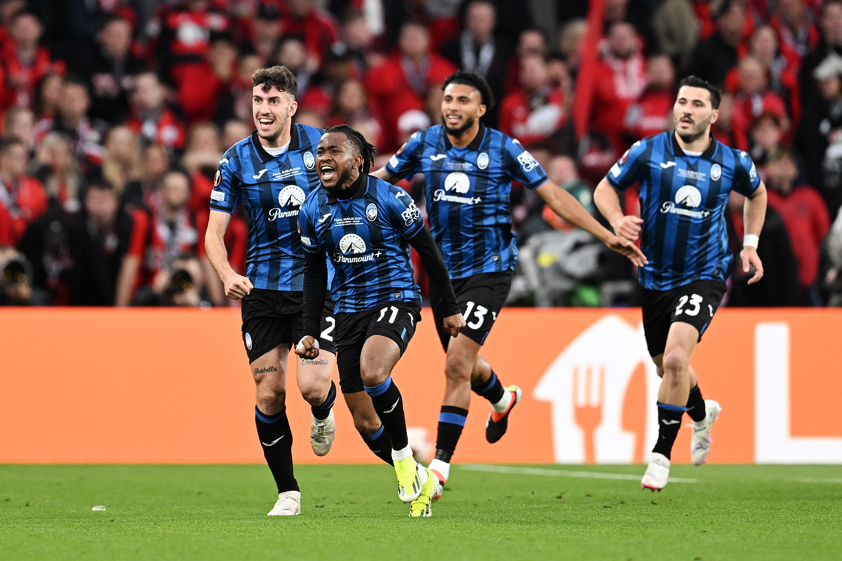 Ademola Lookman of Atalanta celebrates scoring in Dublin.