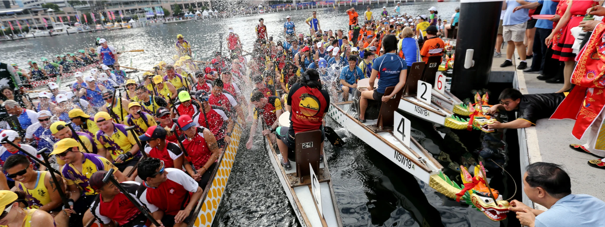 The annual dragon boat race on Darling Harbour in Sydney is one of the largest in the southern hemisphere.