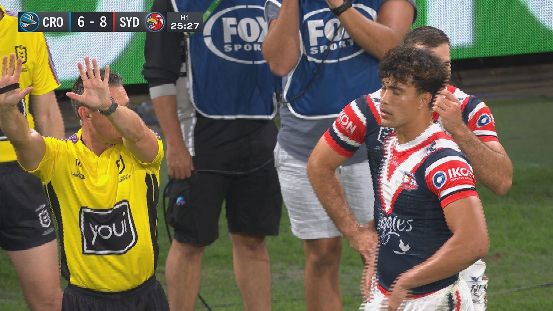 Joseph Sua'ali'i was sent to the sin bin for a professional foul.