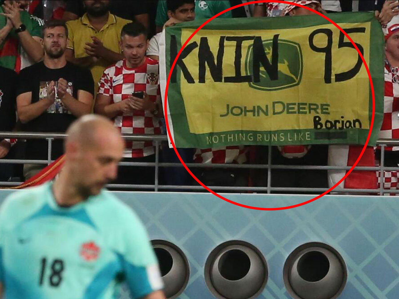 The banner Croatian fans taunted Canada goalkeeper Milan Borjan with during the World Cup clash between the two countries