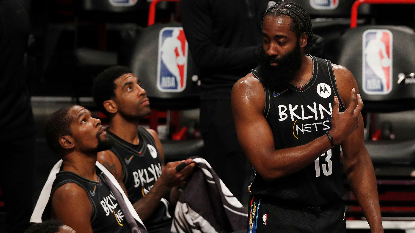 Kevin Durant, Kyrie Irving and James Harden