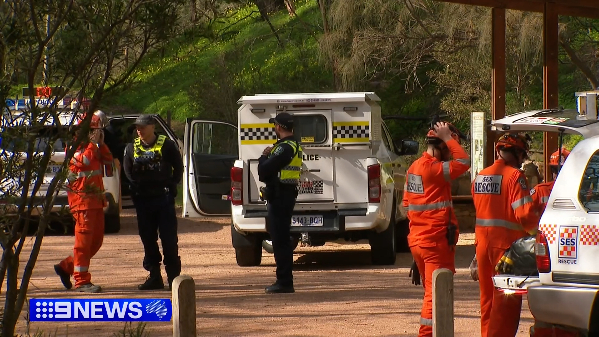 Emergency services swarmed the park after reports a man had fallen down a cliff about 12.30pm.