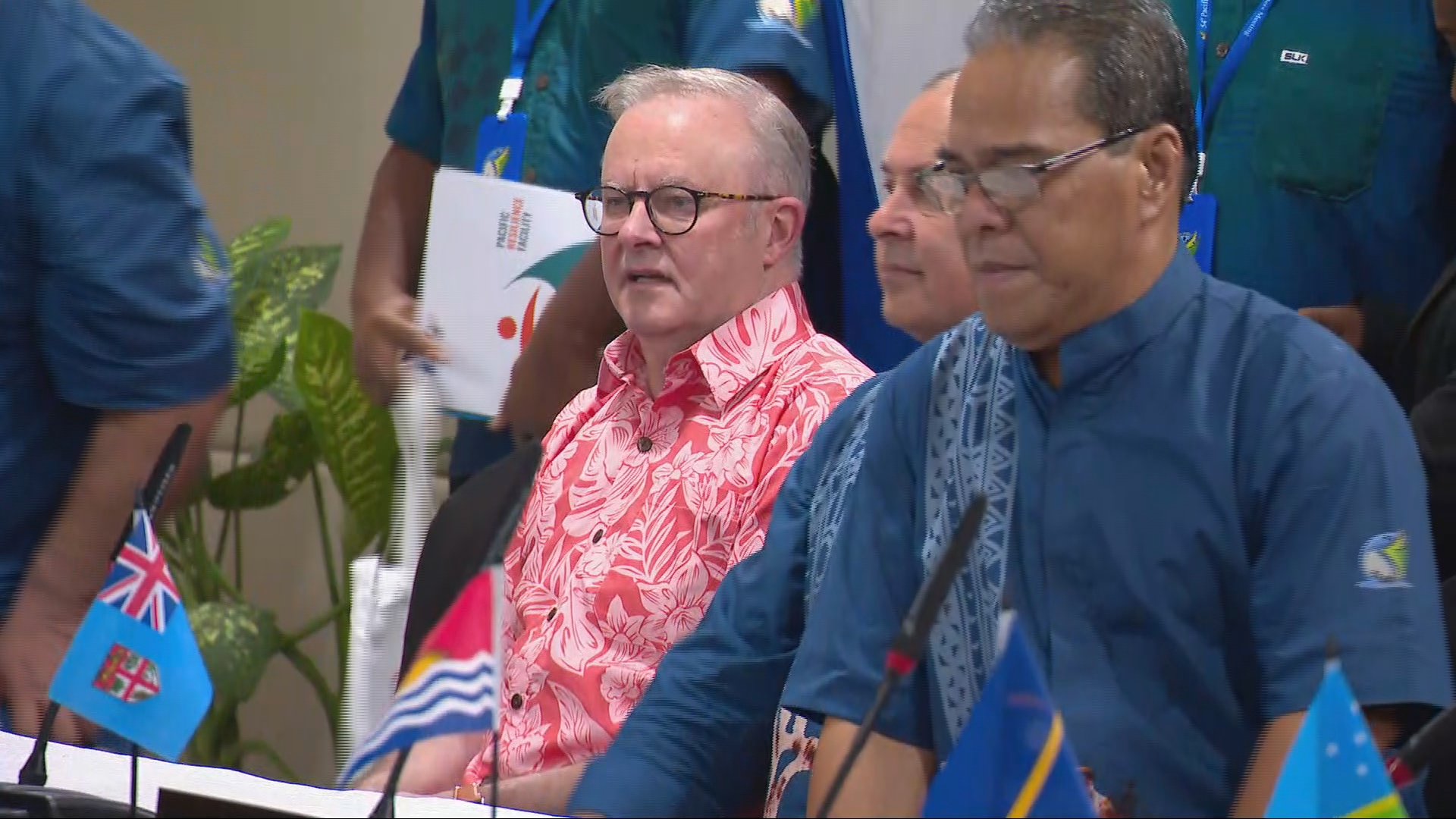 P﻿rime Minister Anthony Albanese was caught in an awkward moment when he arrived at a crucial summit with Pacific Island leaders in the wrong shirt. 