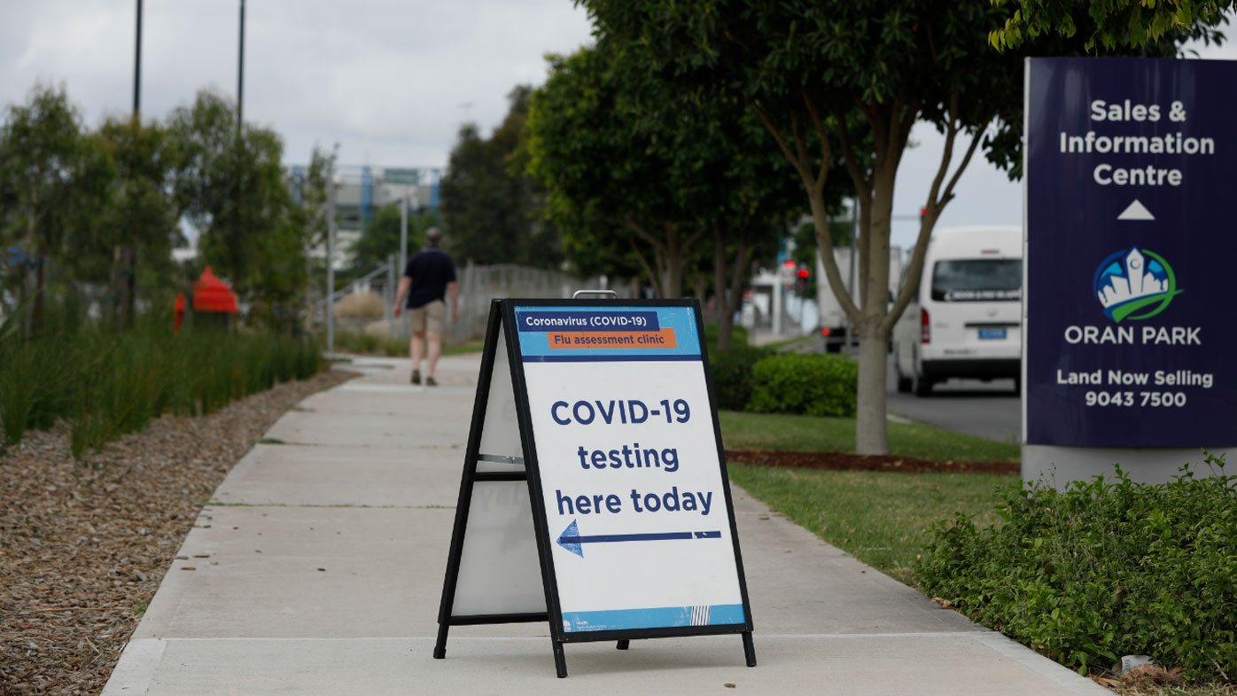 A coronavirus pop up testing clinic at the Julia Reserve Community Centre in Oran Park.