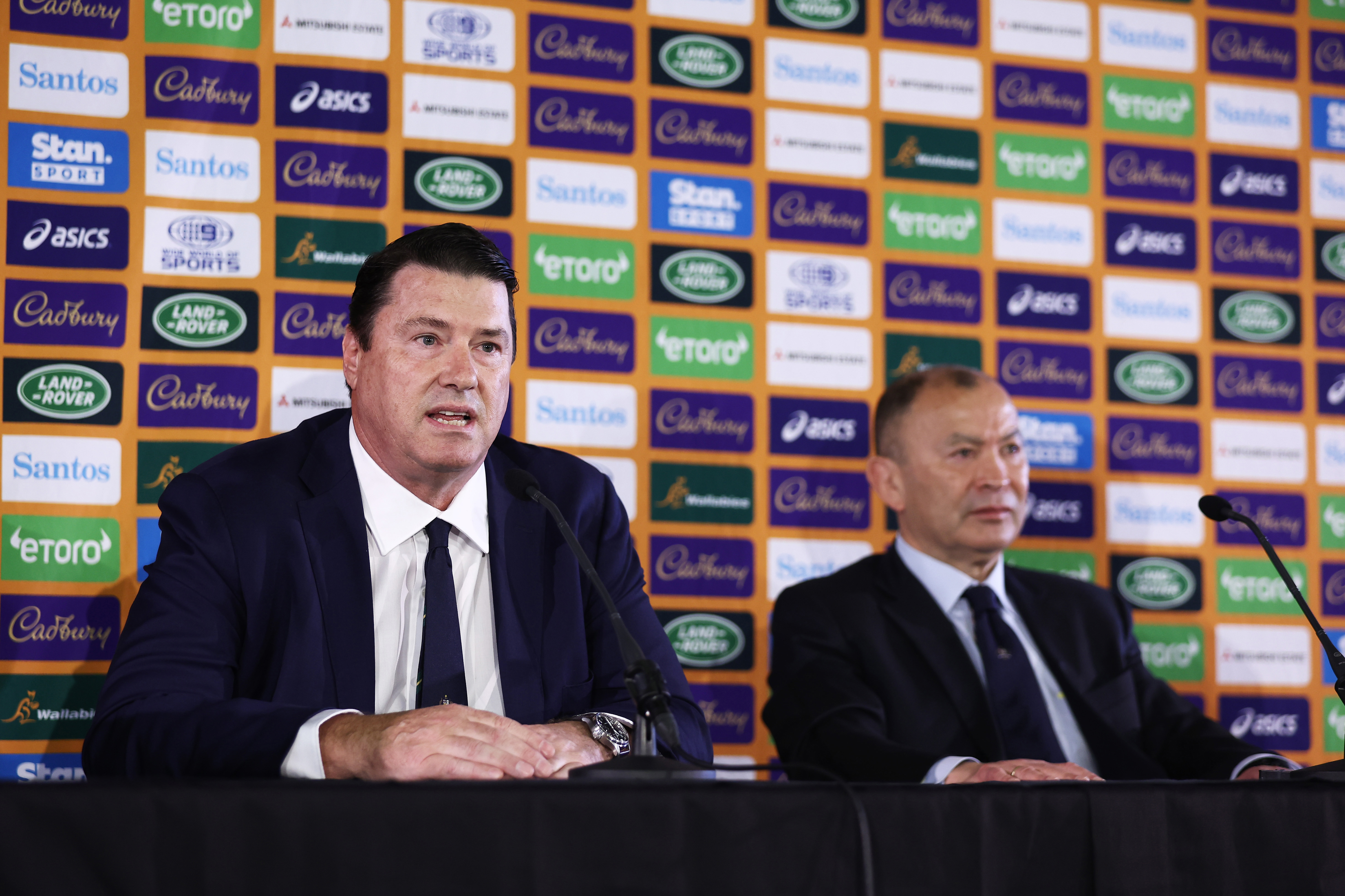 Rugby Australia chairman Hamish McLennan (left) with Wallabies head coach Eddie Jones.