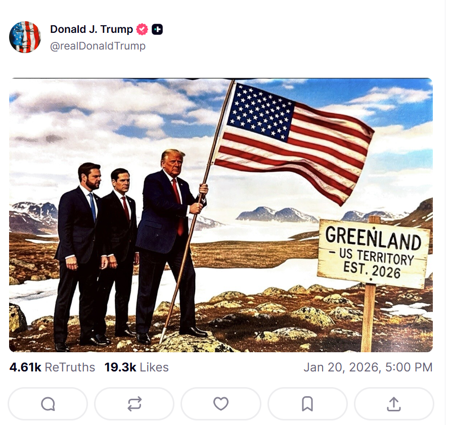Trump Greenalnd threat Truth Social