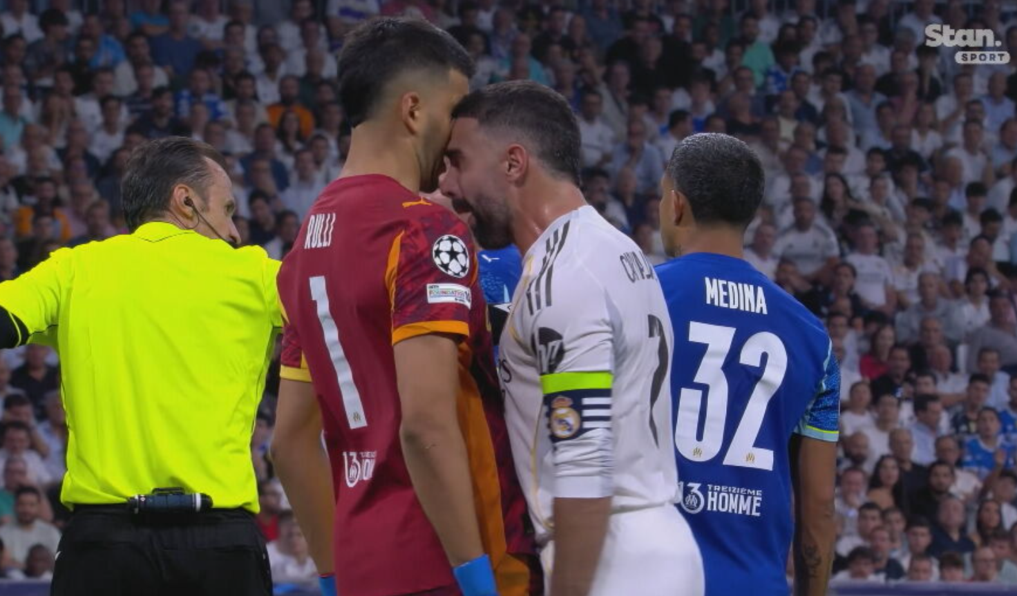Real Madrid captain Dani Carvajal lost his temper and was sent off for headbutting rival goalkeeper Geronimo Rulli.