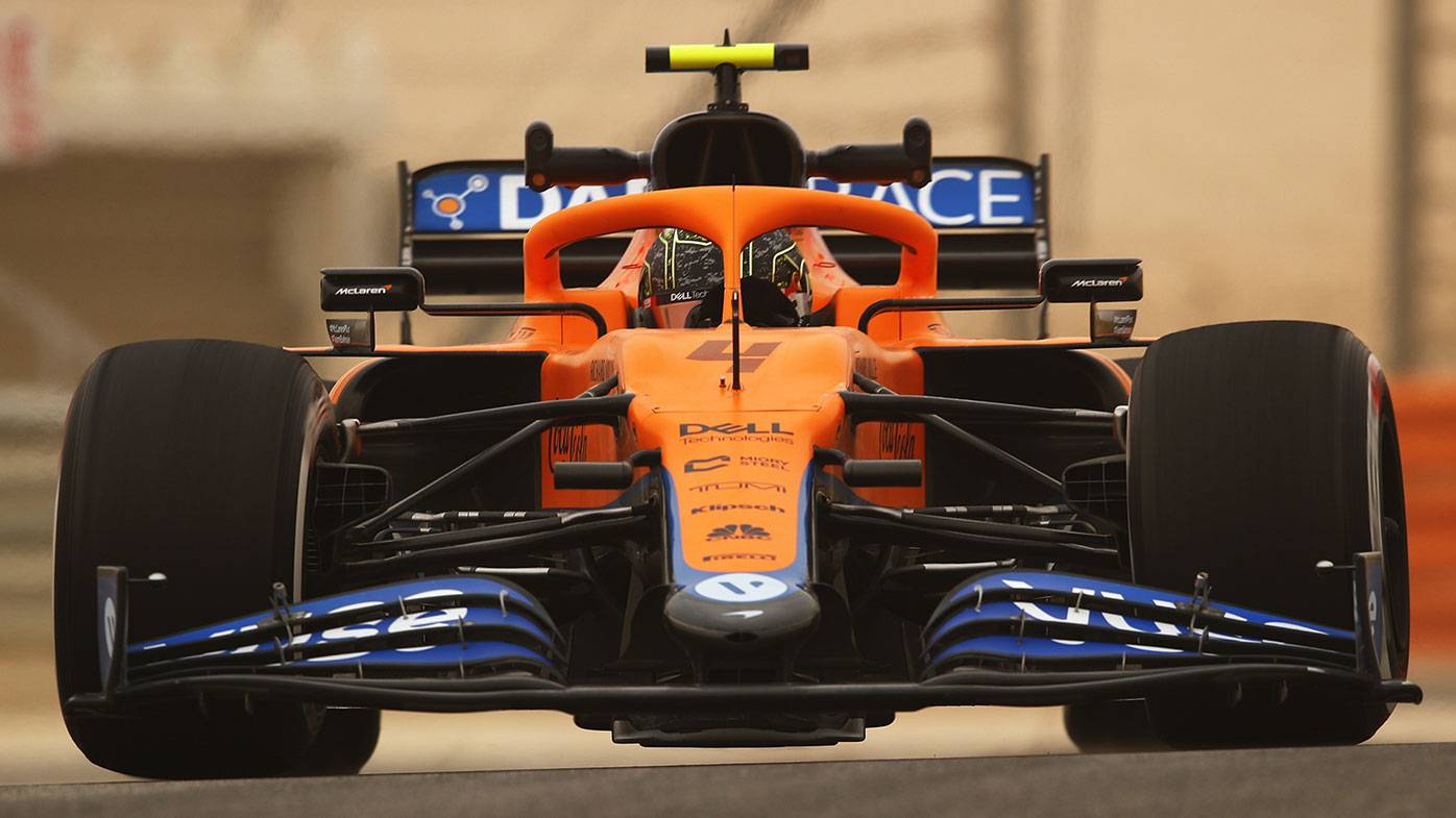 Lando Norris driving for McLaren during the pre-season test in Bahrain.