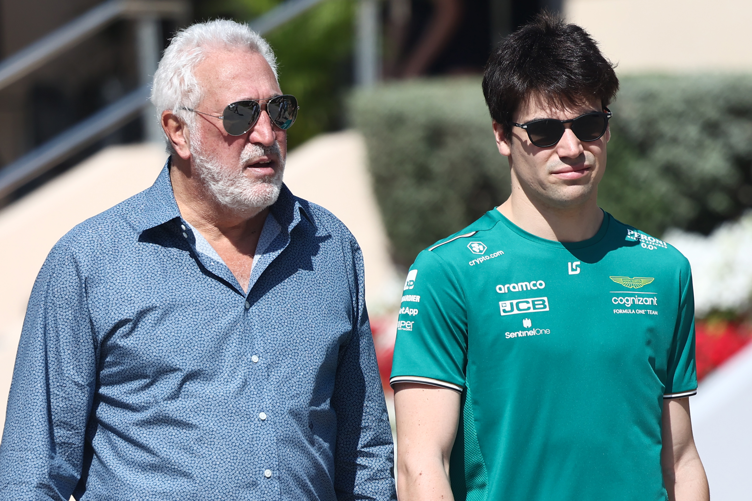 Lawrence Stroll and Lance Stroll of Aston Martin ahead of the 2023 Bahrain Grand Prix.