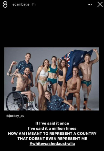 Liz Cambage has taken exception to a photo that she says doesn't represent the true make-up of Australia.