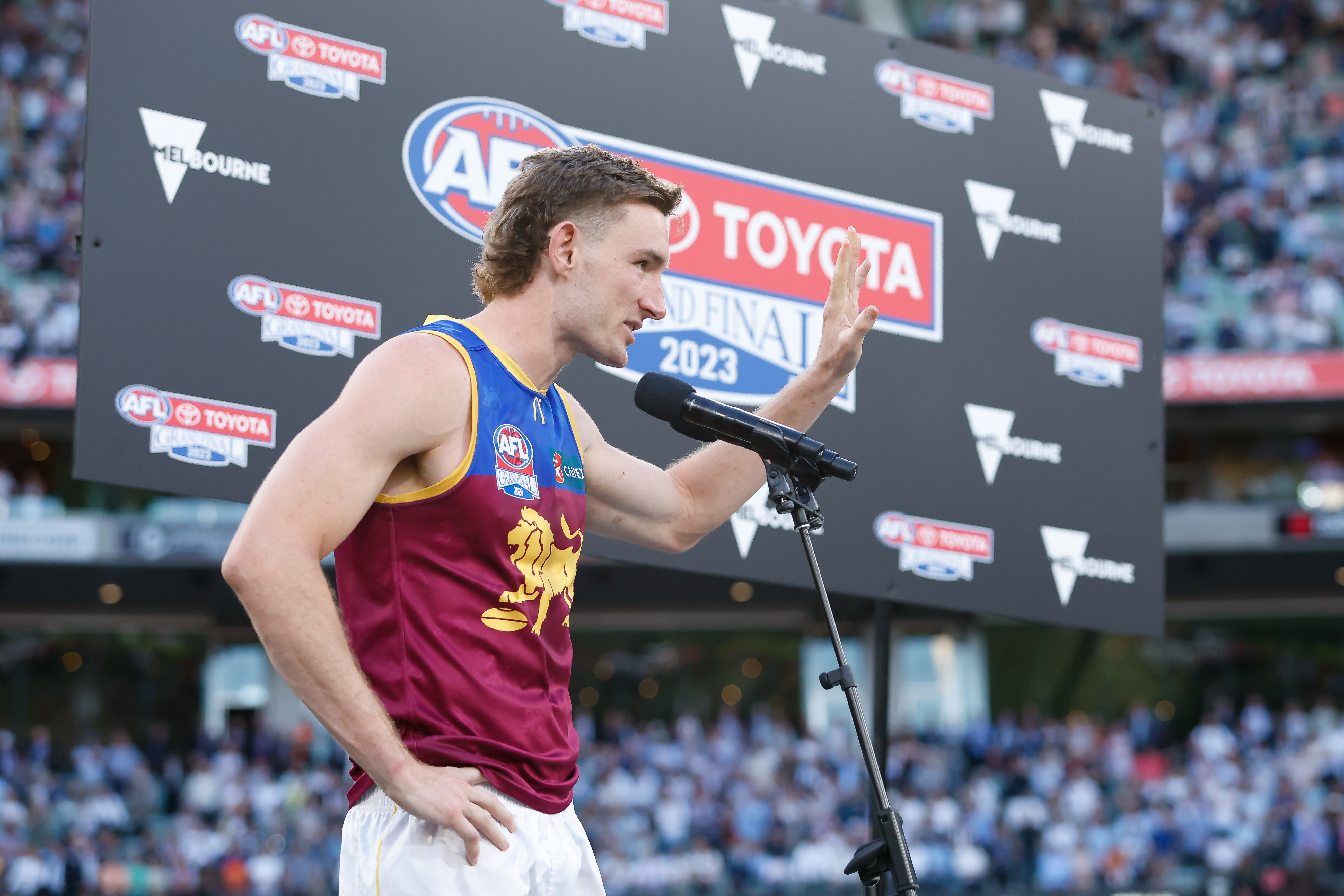 Harris Andrews of the Lions speaks post grand final loss.