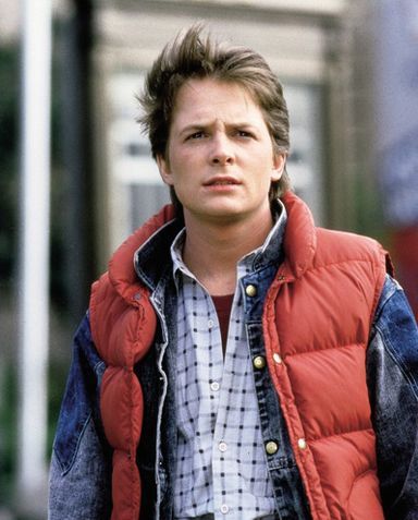 Michael J Fox as Marty McFly in Back to the Future.