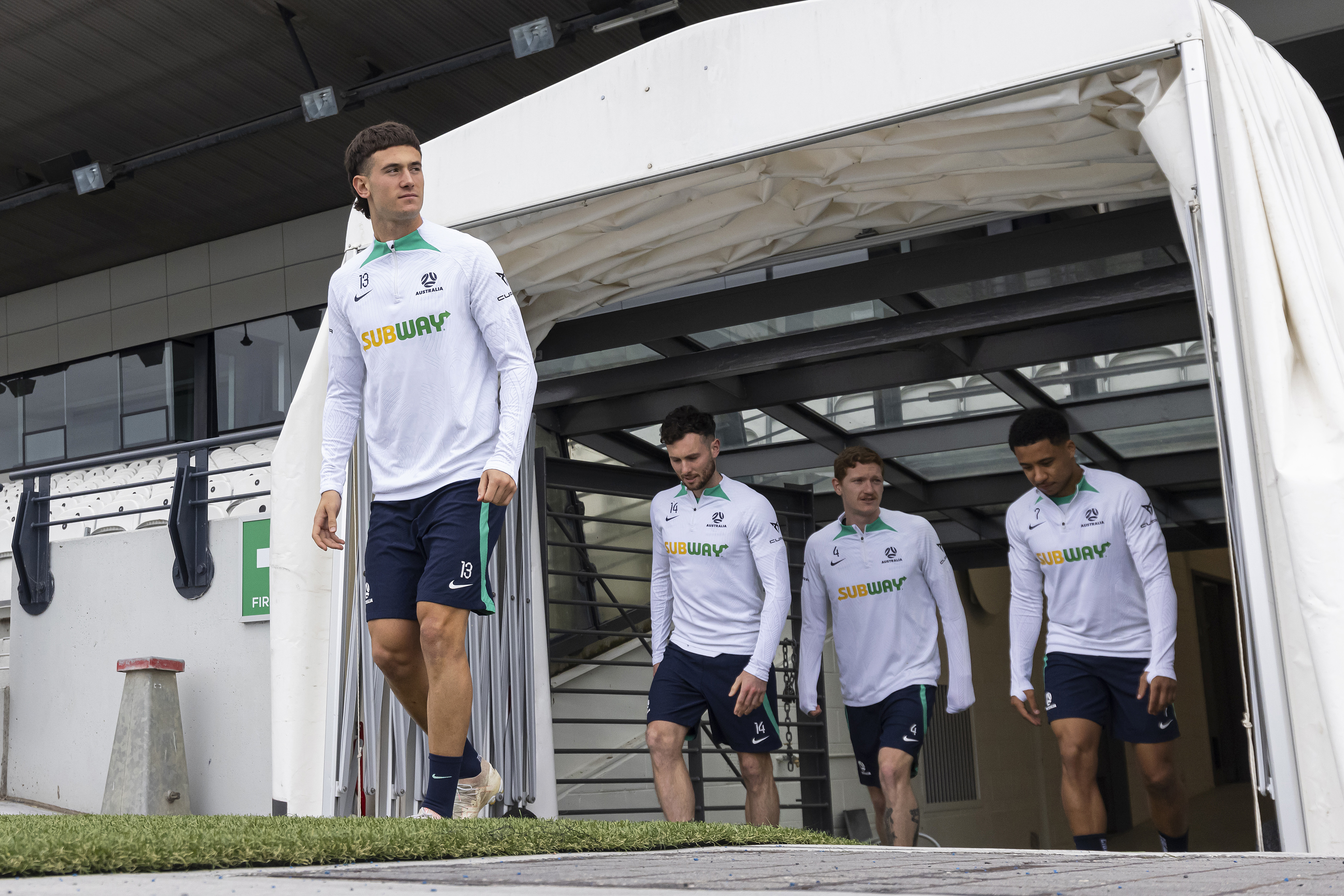 Alessandro Circati walks out during a Socceroos training session last year.