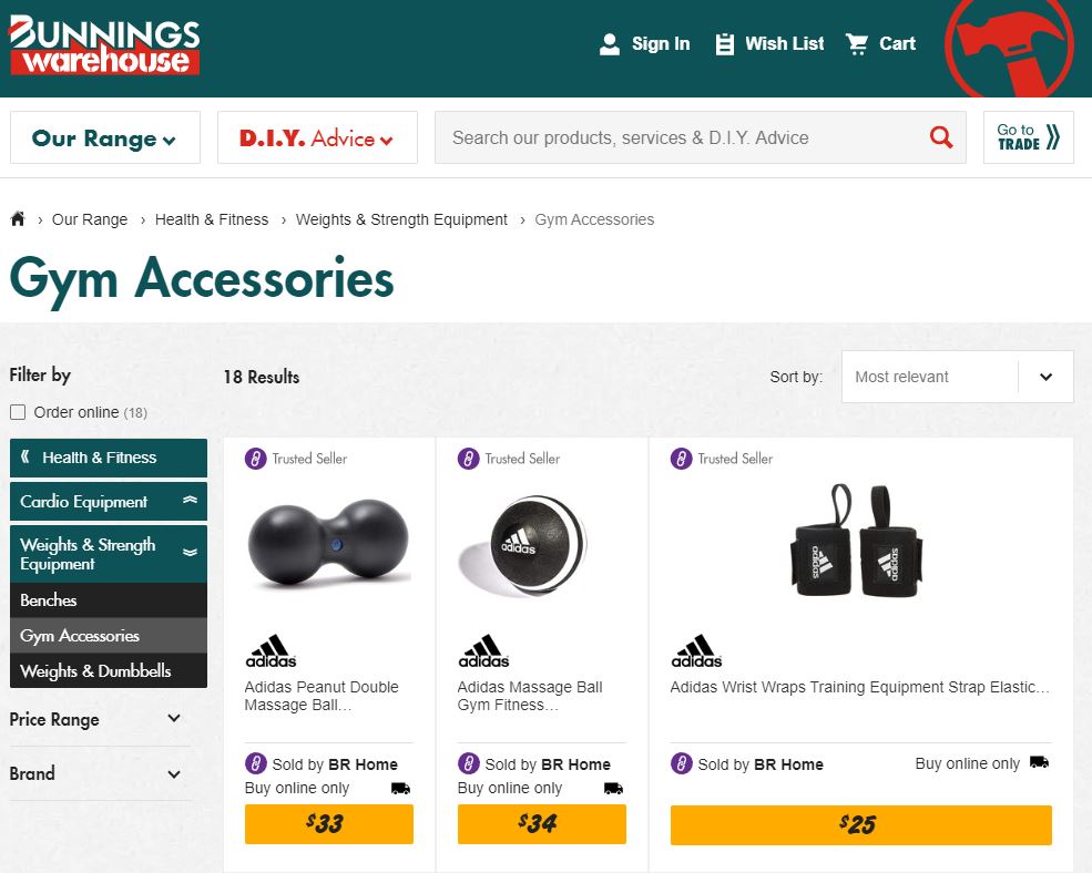 Bunnings exercise online equipment