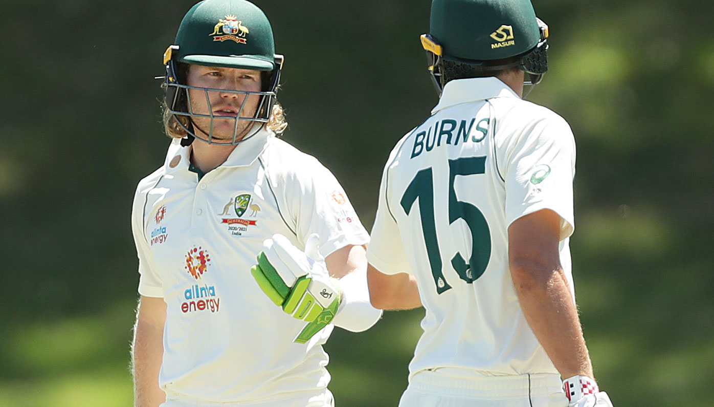 Will Pucovski and Joe Burns were both dismissed cheaply in the tour match against India.