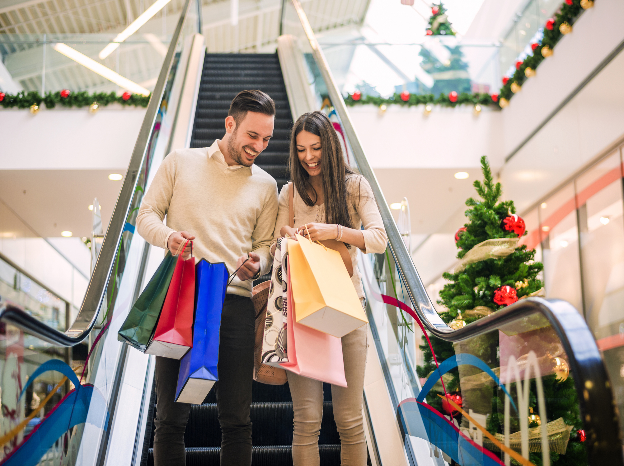 Couple christmas shopping stock image