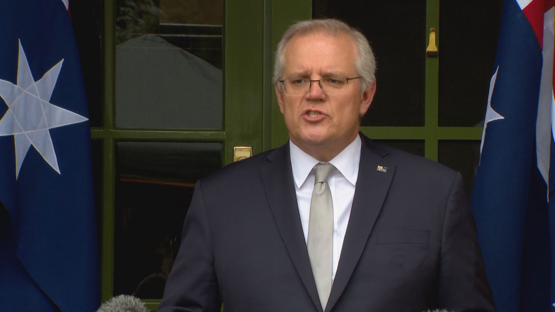 Prime Minister Scott Morrison addresses the media.